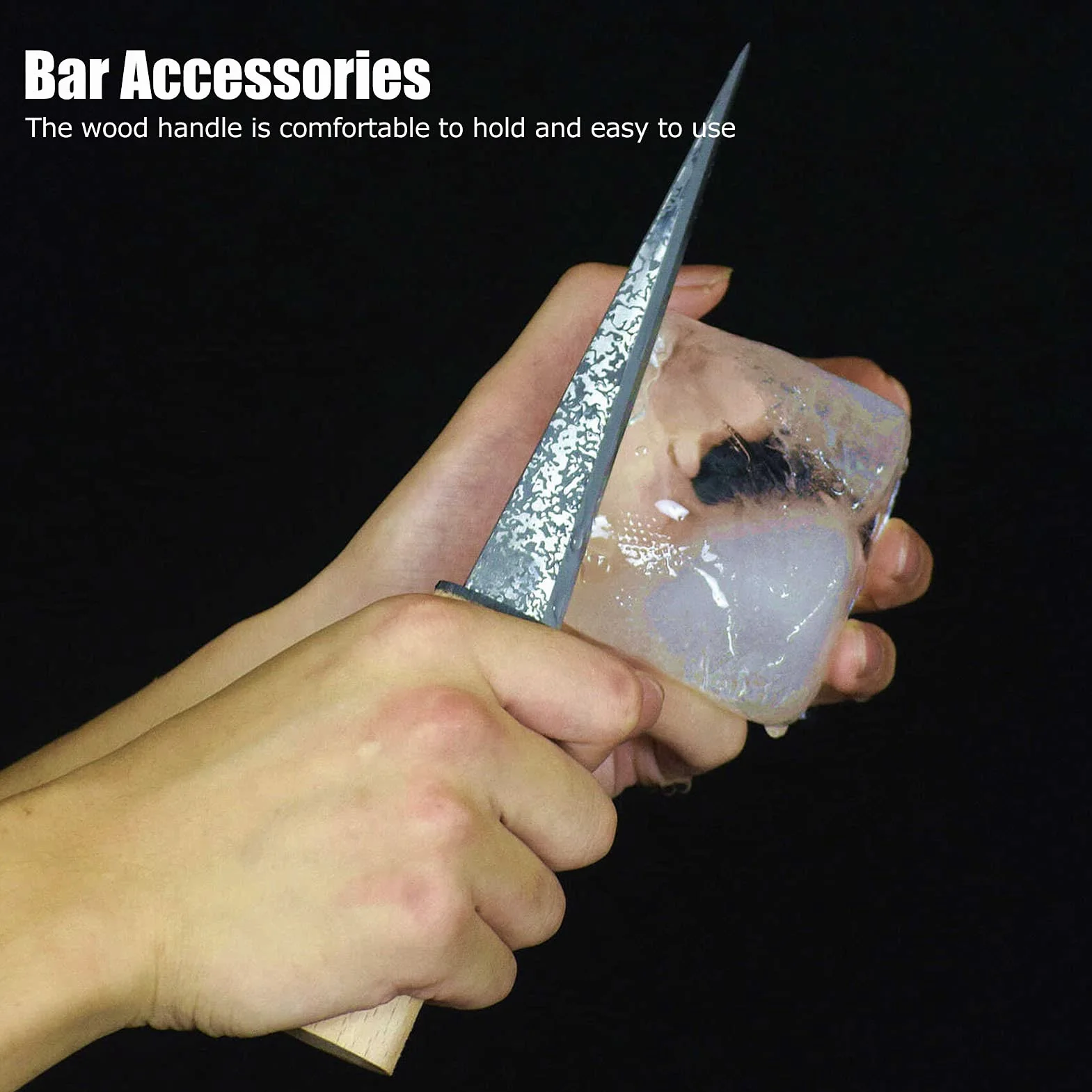 Coltello per Intaglio del Ghiaccio in Stile Giapponese, Strumento Manuale per Barman per Ghiaccio con Copertura Protettiva, Lama in Acciaio ad Alto Tenore di Carbonio per