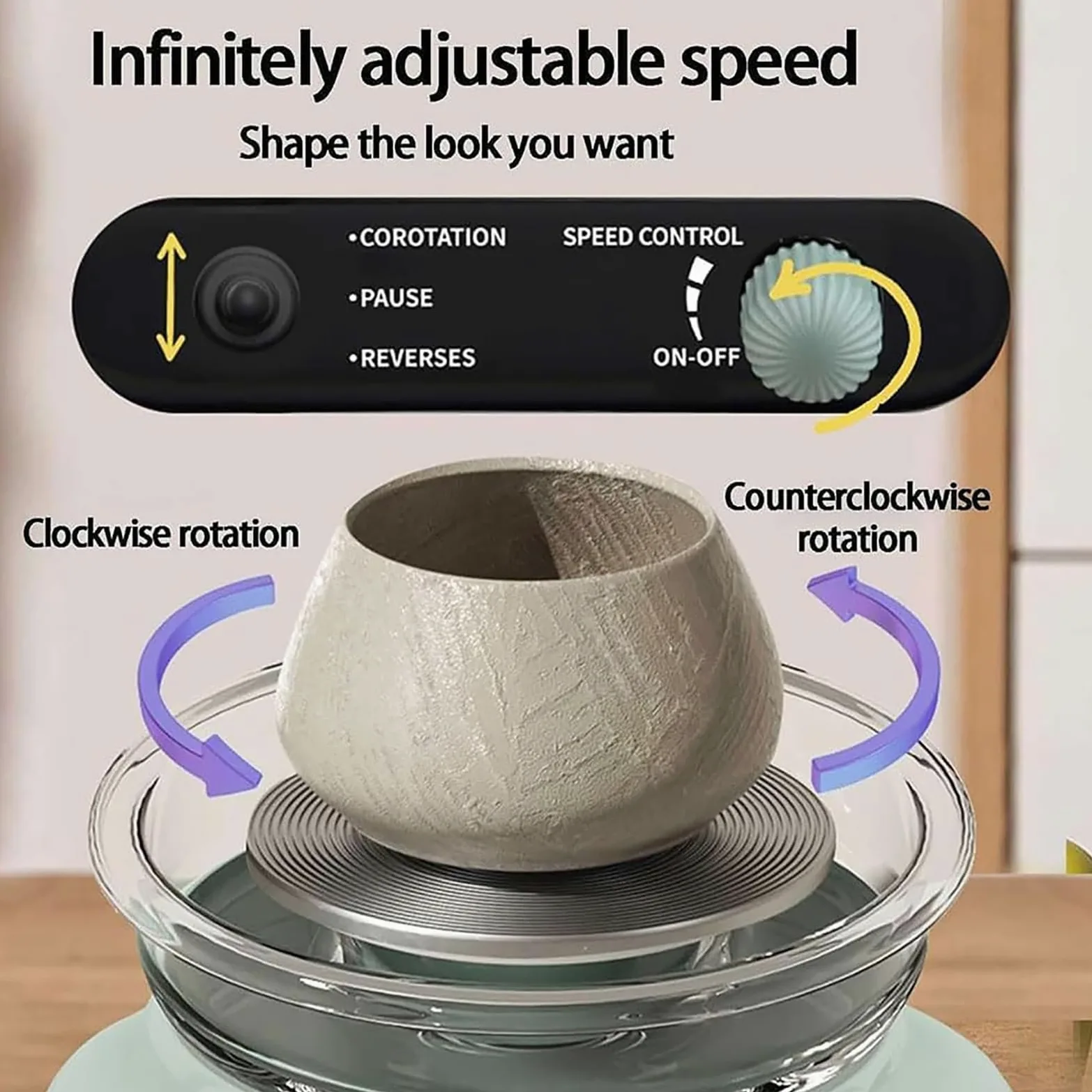 Macchina Ceramica Elettrica per la Creazione di Ceramiche, Multifunzione con velocità Regolabile e Rotazione avanti/Indietro, Ideale per Artisti e Hobbisti (Matcha Green)