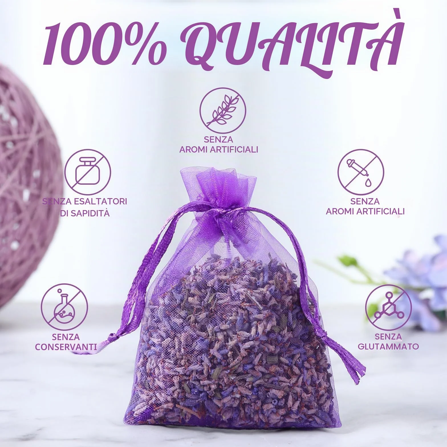 Zanfqvo 20 Sacchetti Profumati Lavanda - Lavanda Vera Essiccata per Armadi e Guardaroba - Protezione Antitarme - Profumatori per Cassetti e Ambient