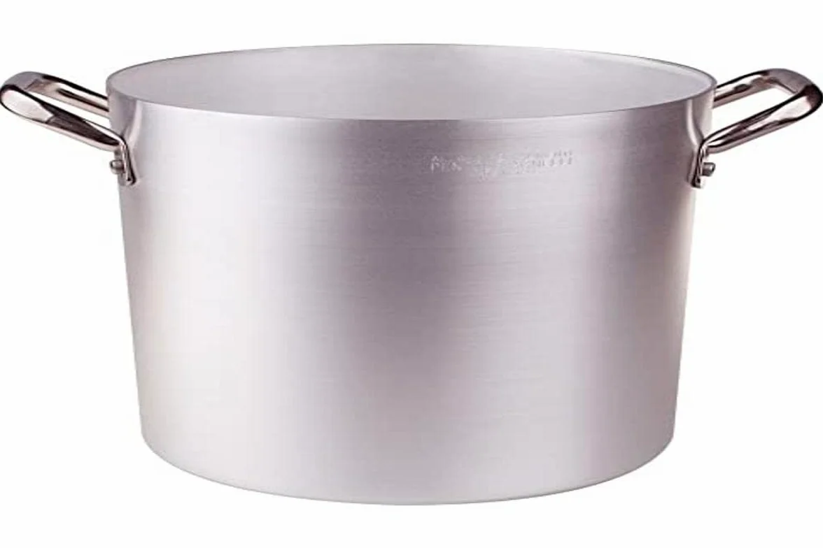 Pentole Agnelli Linea Alluminio 2 mm Pentola con Due Maniglie Inox, Argento, 50 cm