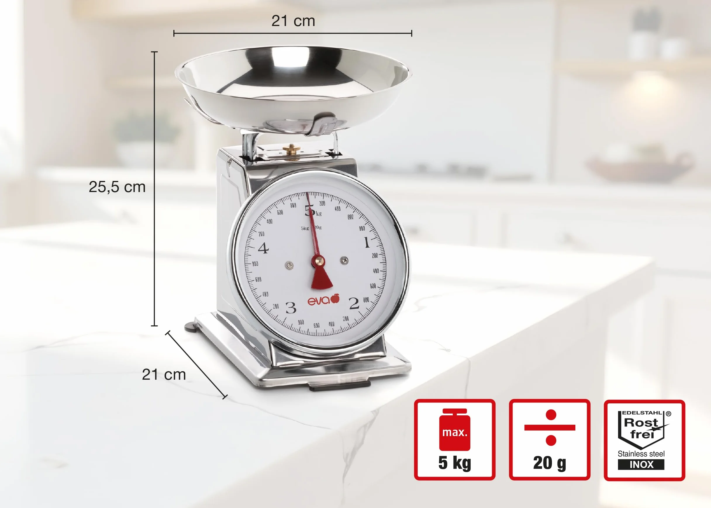 Bilancia da cucina meccanica acciaio inox 5kg 20g