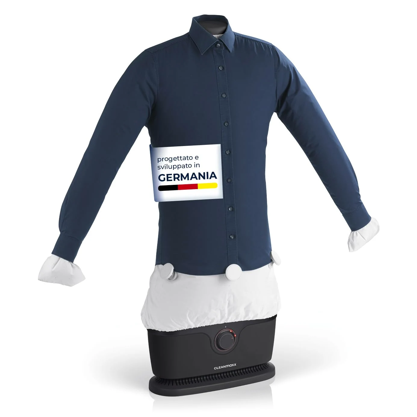 CLEANmaxx Ferro da stiro automatico per camicie PRO | Sostituisce il ferro da stiro, l'asse da stiro e la vaporiera | Ferro da stiro con manichino per camicie e bluse | Innovativo ed efficiente