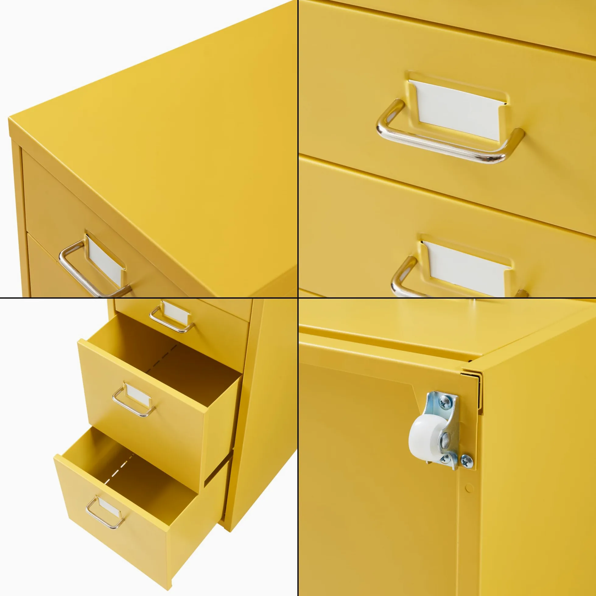 [en.casa] Cassettiera in Acciaio con Rotelle Mobile Archivio Schedario 109 x 28 x 41 cm cm Mobile da Ufficio con 8 Cassetti - Giallo