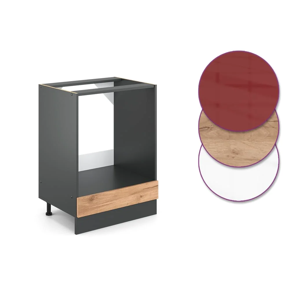 Vicco Mobile per forno da incasso R-Line, Rovere dorato, 60 cm senza piano di lavoro, per la libera combinazione all'interno di sistemi cucina modulari