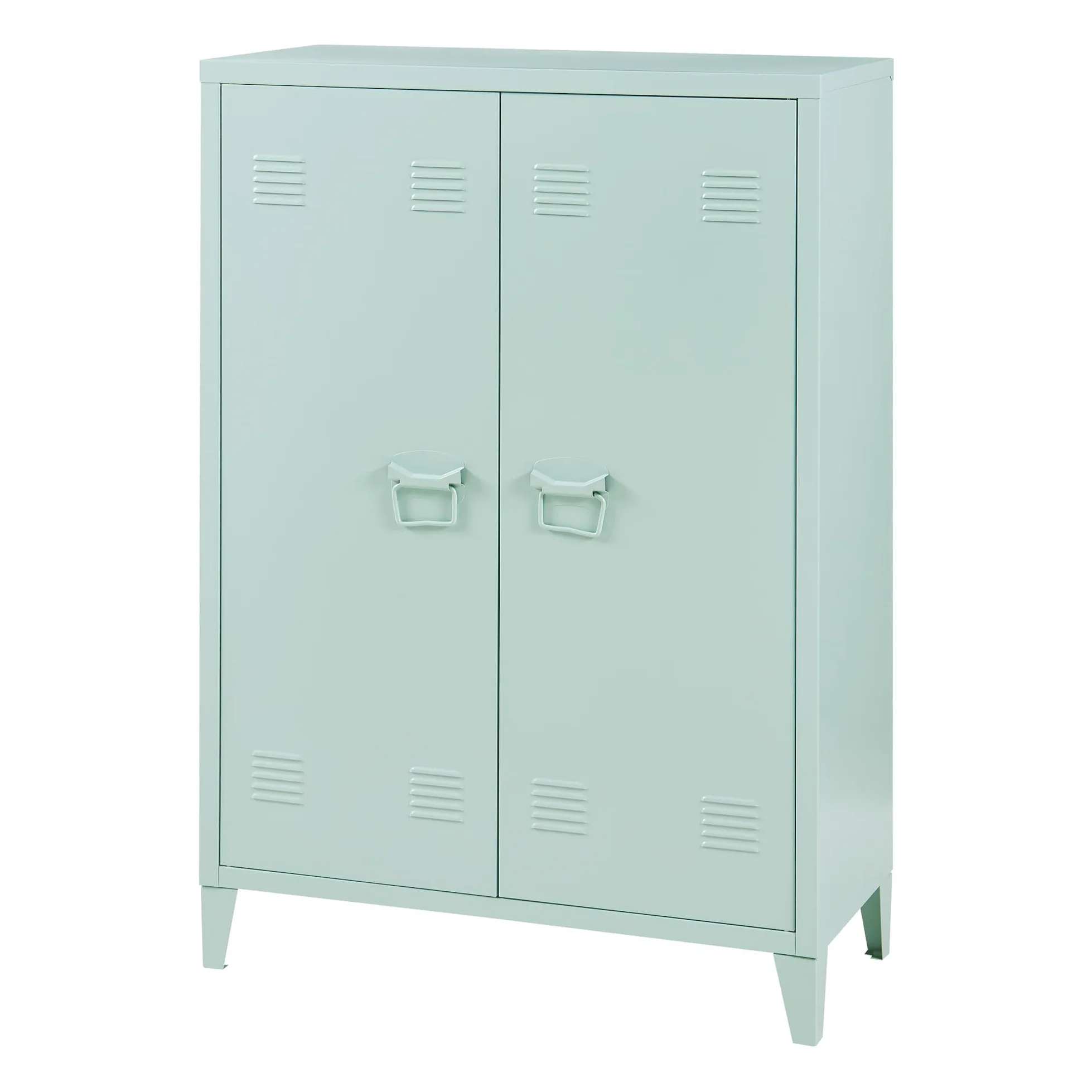 [en.casa] Armadietto da Ufficio Mobile in Acciaio per Archivio Armadio a 2 Ante e Ripiani 110 x 75 x 33 cm Verde Pastello