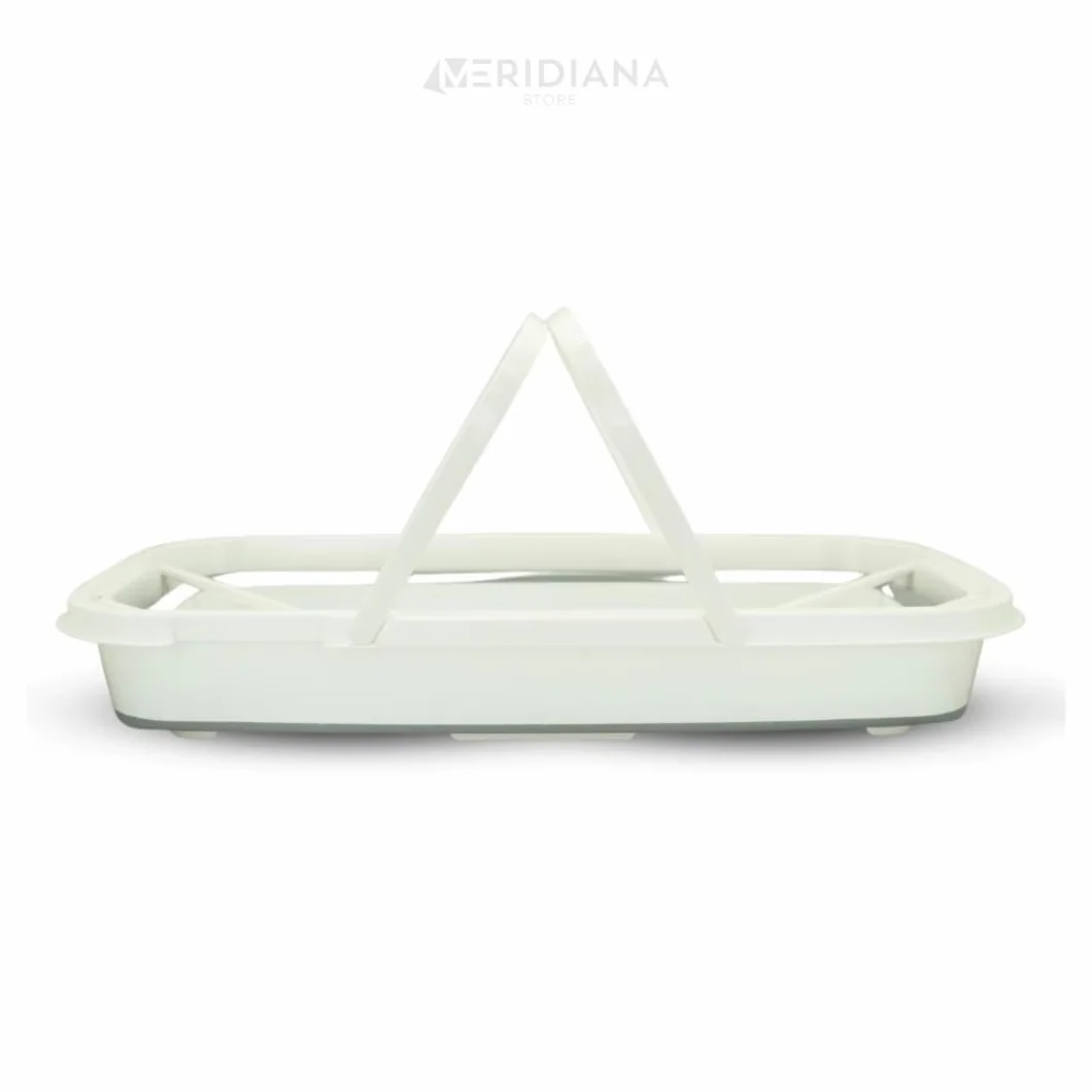 Meridiana - Secchio Pieghevole rettangolare 15 Litri in Silicone - Secchiello Richiudibile 15l per Pulizie Bucato Campeggio Pesca - Secchio Portatile Acqua -GRIGIO VERDE (compatibile con SPACE MOP)