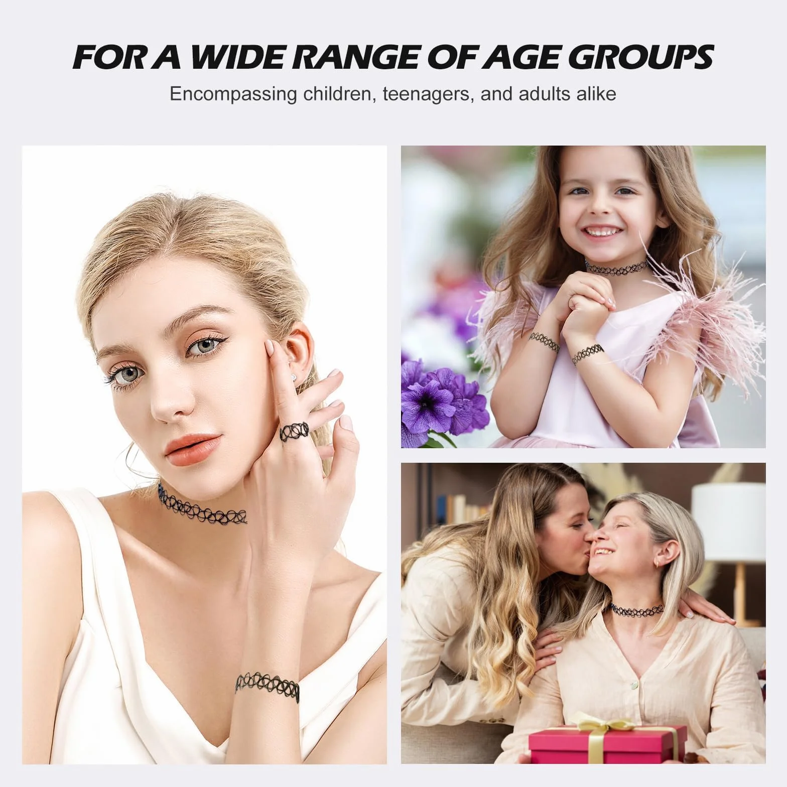 Collana per Tatuaggi 5 Set Elastica Tatuata Girocollo Vintage Moda Ragazze Donne