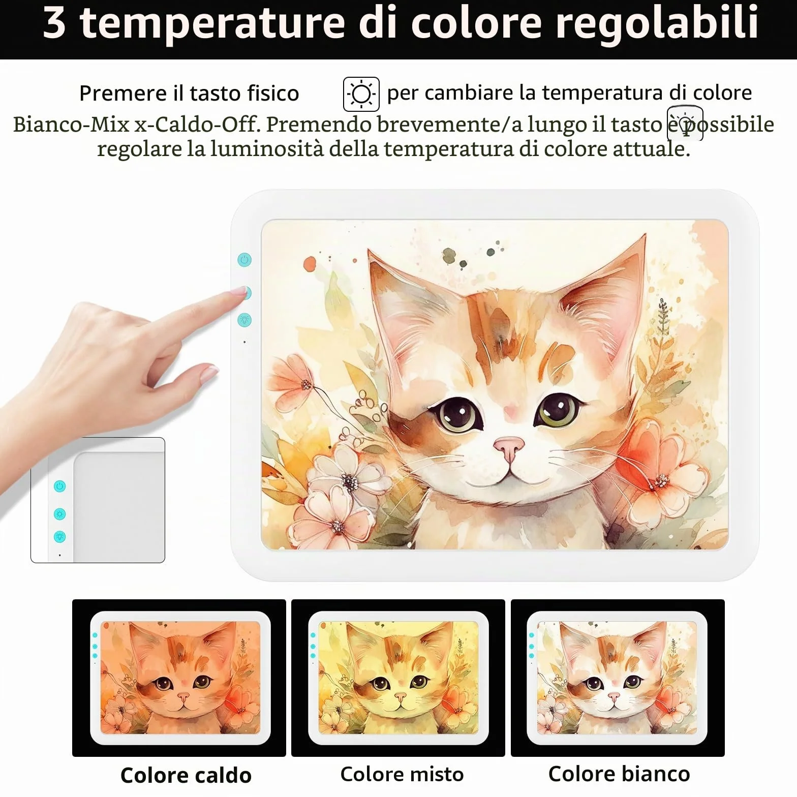 TOHETO A4 Super luminoso Ricaricabile Lavagna Luminosa per Disegnare Alimentato da batteria al litio 3500mAh per Weeding Vinyl Tool, Portatile Tracing Light Pad Board per Pittura Diamante