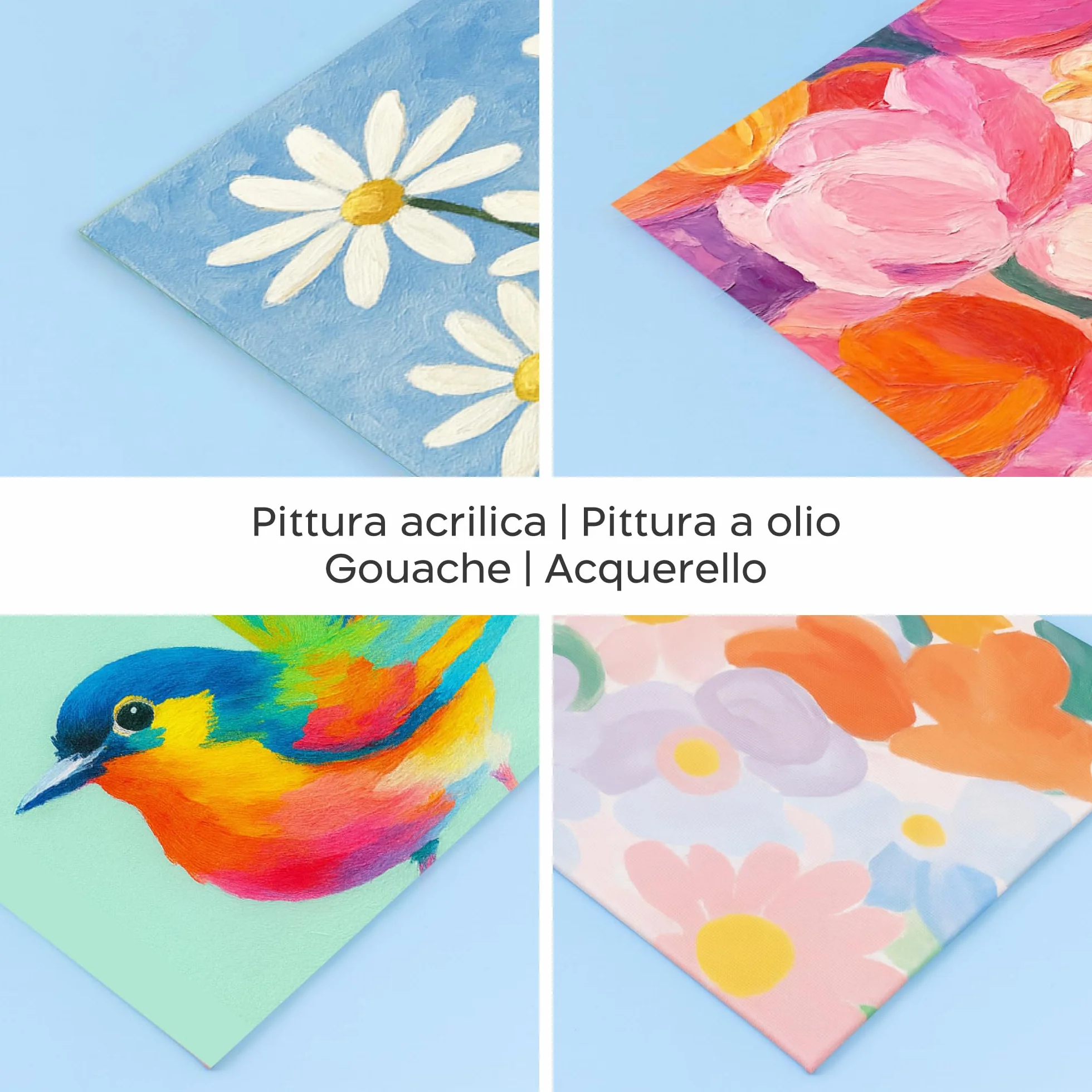 Zenacolor Tela per Dipingere 3 Dimensioni (Set da 30) - 280 g/m² 100% Cotone - Per Pittura Acrilica, a Olio, Tempera, Guazzo, ecc.