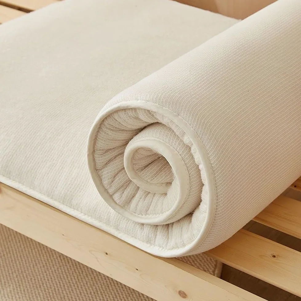 Futon - Materassino da viaggio con imbottitura in cotone, pieghevole, spesso e caldo, portatile, per campeggio, viaggi, imbottito, 90 x 200 cm