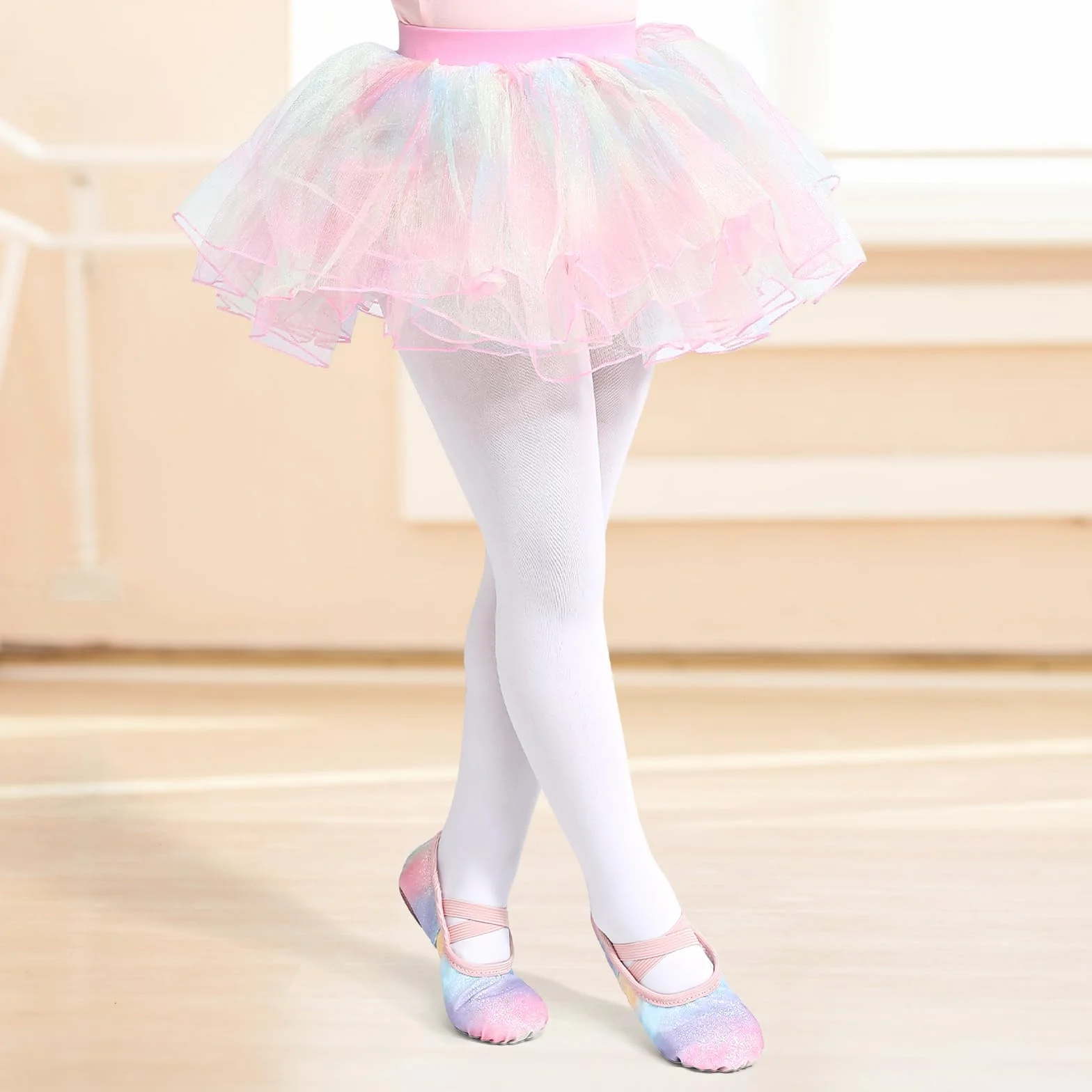 Scarpe da Balletto Bambina Brillantini Suola Divisa Senza Cravatta Danza