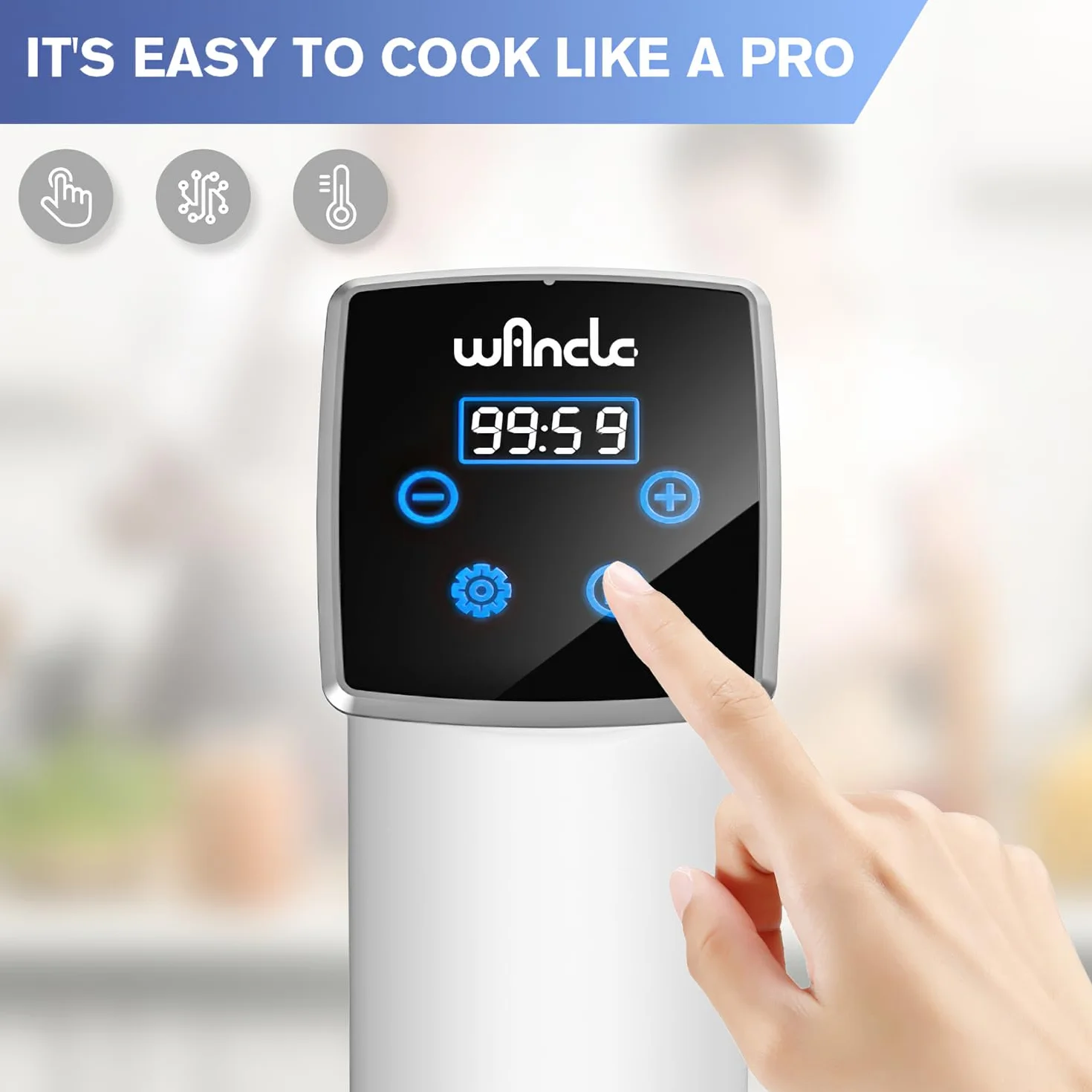 Wancle Sous Vide Roner 1100W Circolatore di Immersione IPX7 Impermeabile Controllo Temperatura ±0,1°C Bianco