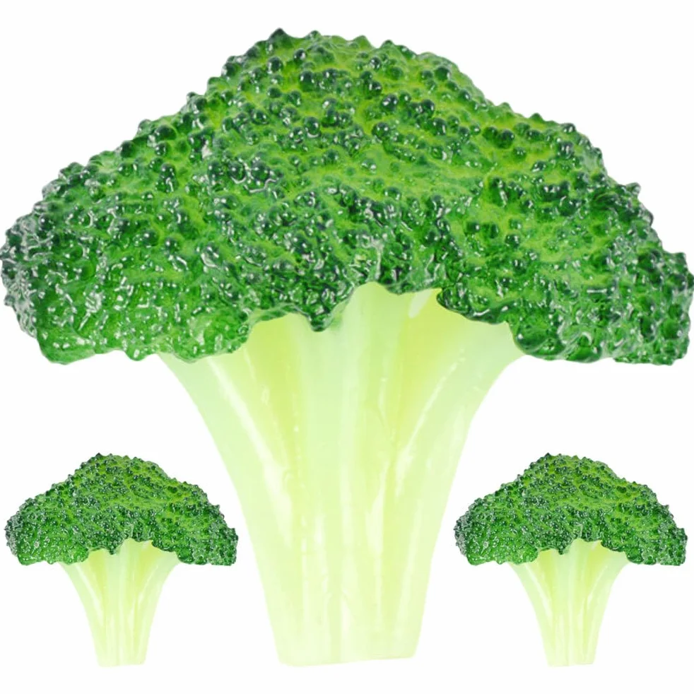 SOLUSTRE Broccoli Artificiale 3 Pezzi Plastica Realistica Verdura