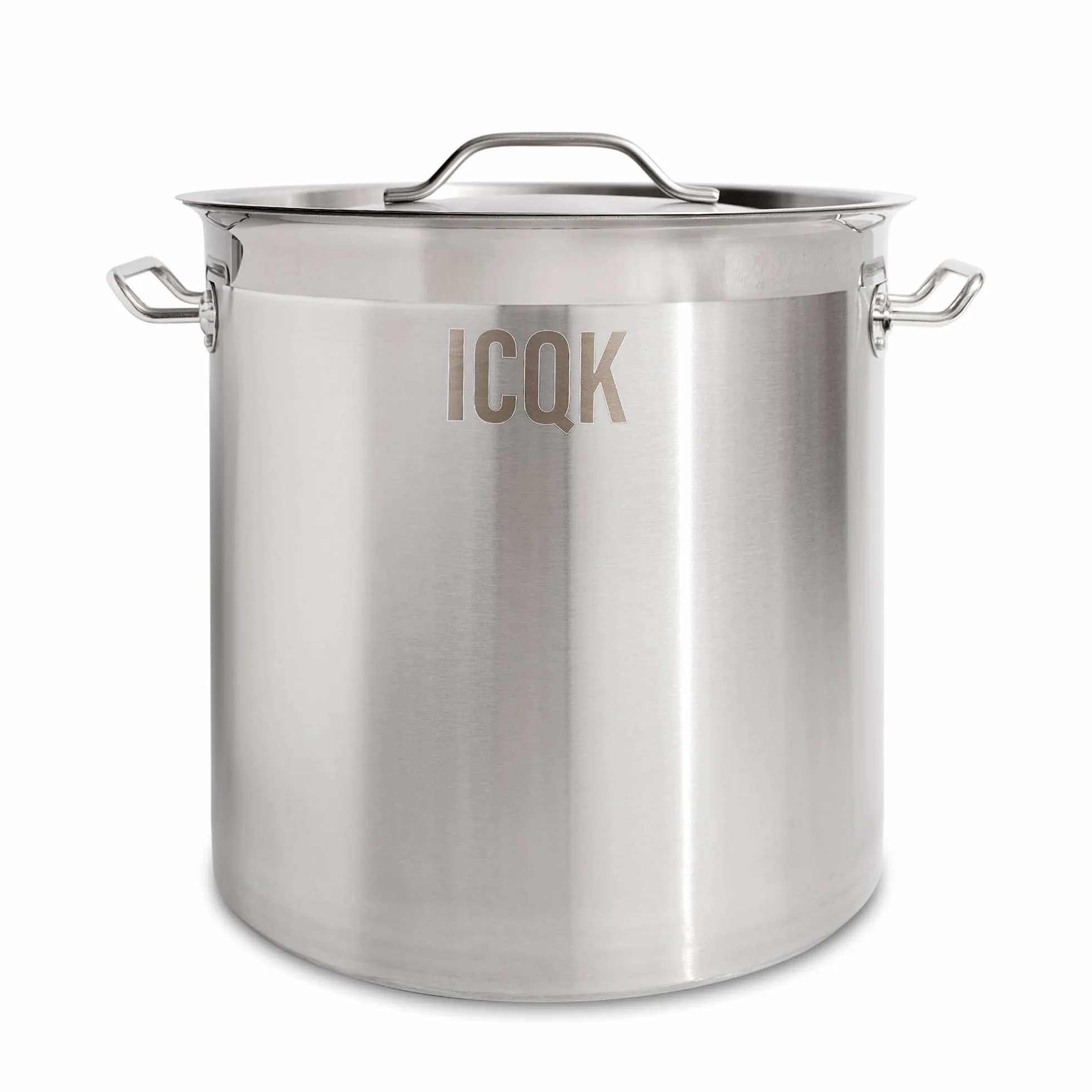 Pentola in Acciaio Inox 50 L, Coperchio Incluso, ⌀40 cm, Con Bordo A Versare, Compatibile con Induzione, Elettrico, Ceramica, Gas, Fondo Triplo Strato, Manici in Acciaio, Assistenza ITALIA