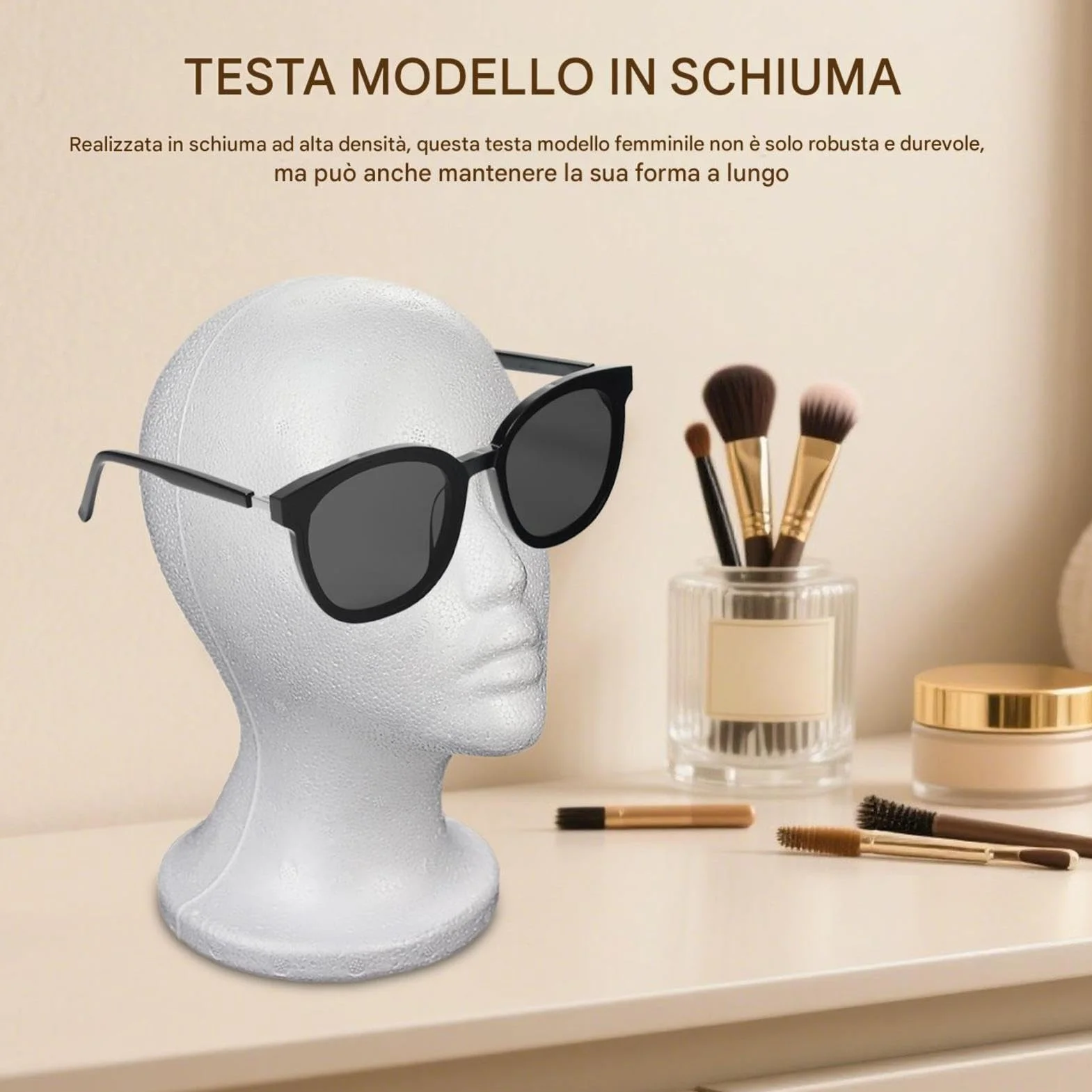Supporto per Parrucca Testa di Manichino in Schiuma Porta Parrucca Modello per Display