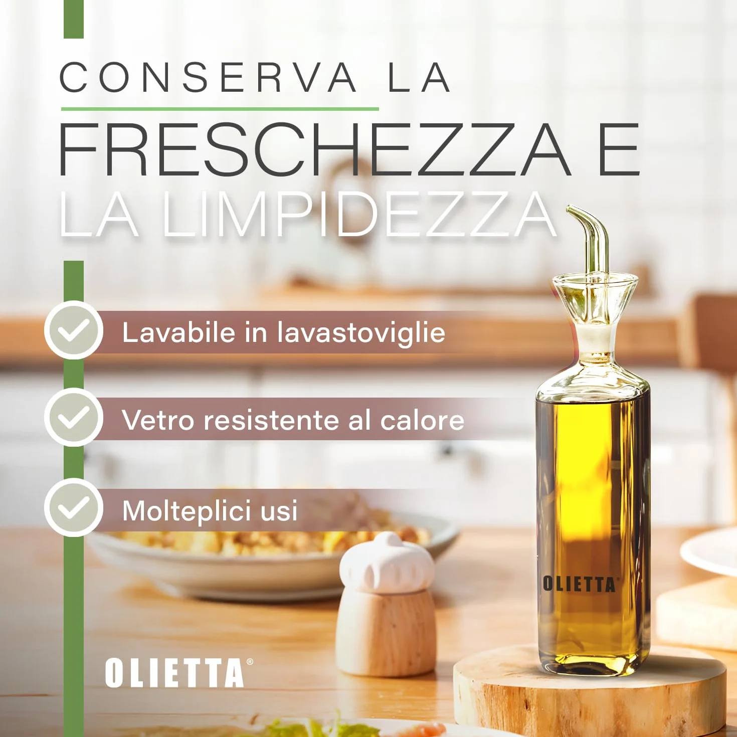 Olietta Oliera da Tavola Salvagoccia in Vetro per Olio e Aceto 500ml 0,5 litri