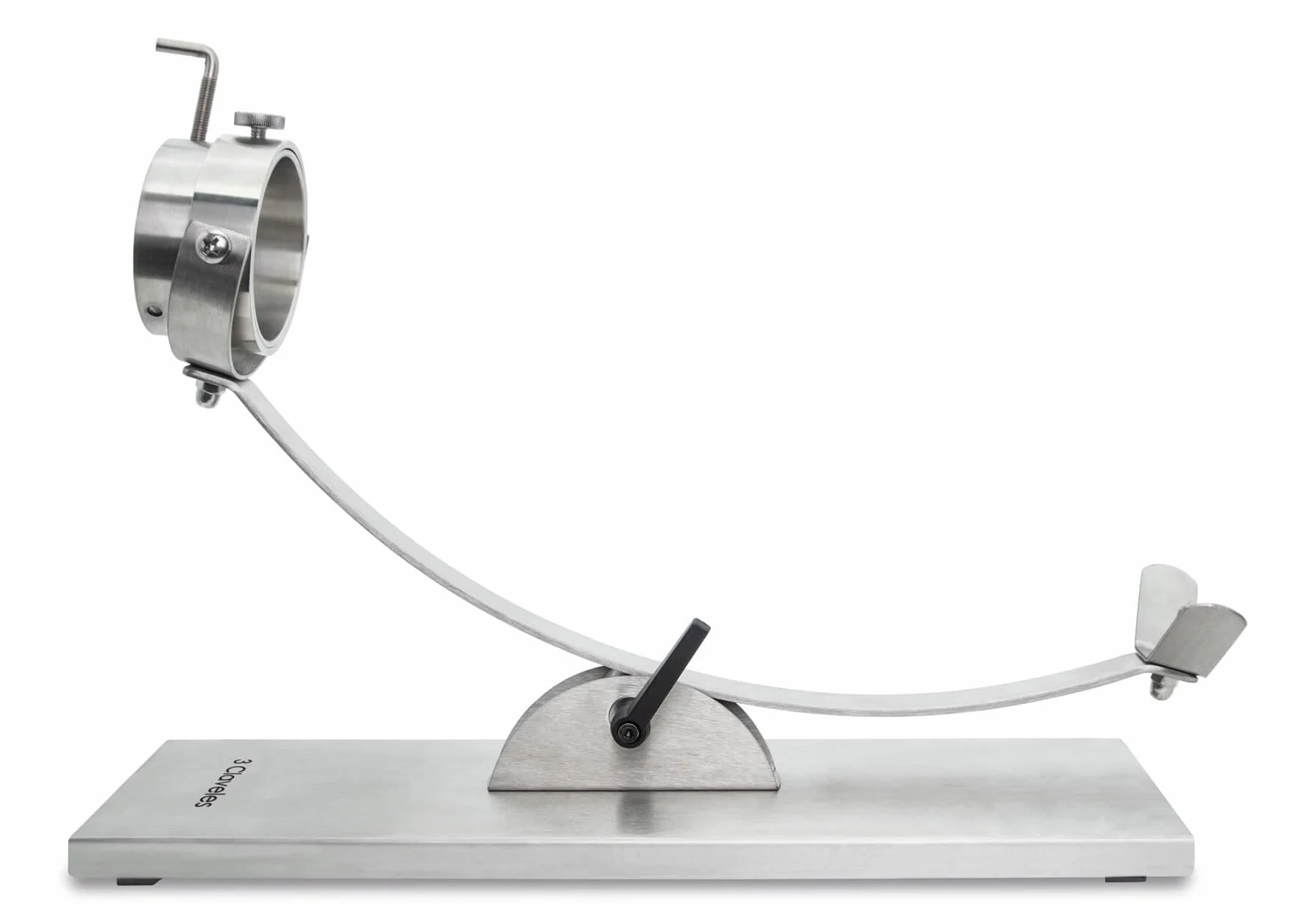 Supporto per prosciutto in Acciaio Inox, Base 50 x 18 cm, Testa Girevole, Fissaggio a V con spiedino, Design Professionale, Stabile e Facile da Pulire, Ideale per prosciutti di Qualsiasi Dimensione