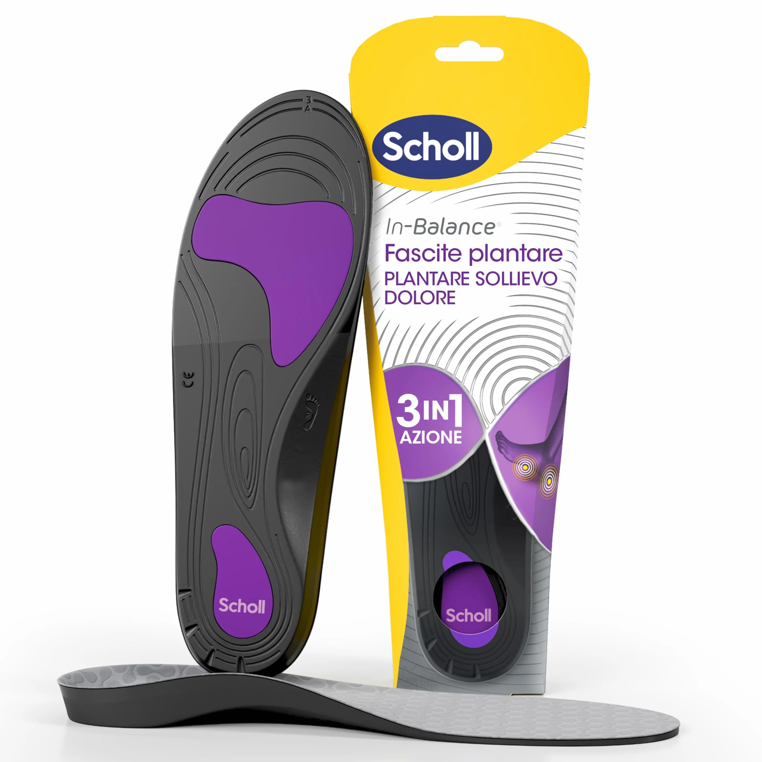 Dr. Scholl's Plantari In-Balance Sollievo Dolore Fascite Plantare, Arco Rinforzato, Supporto Tallone, Taglia L (42.5-45), 1 Paio