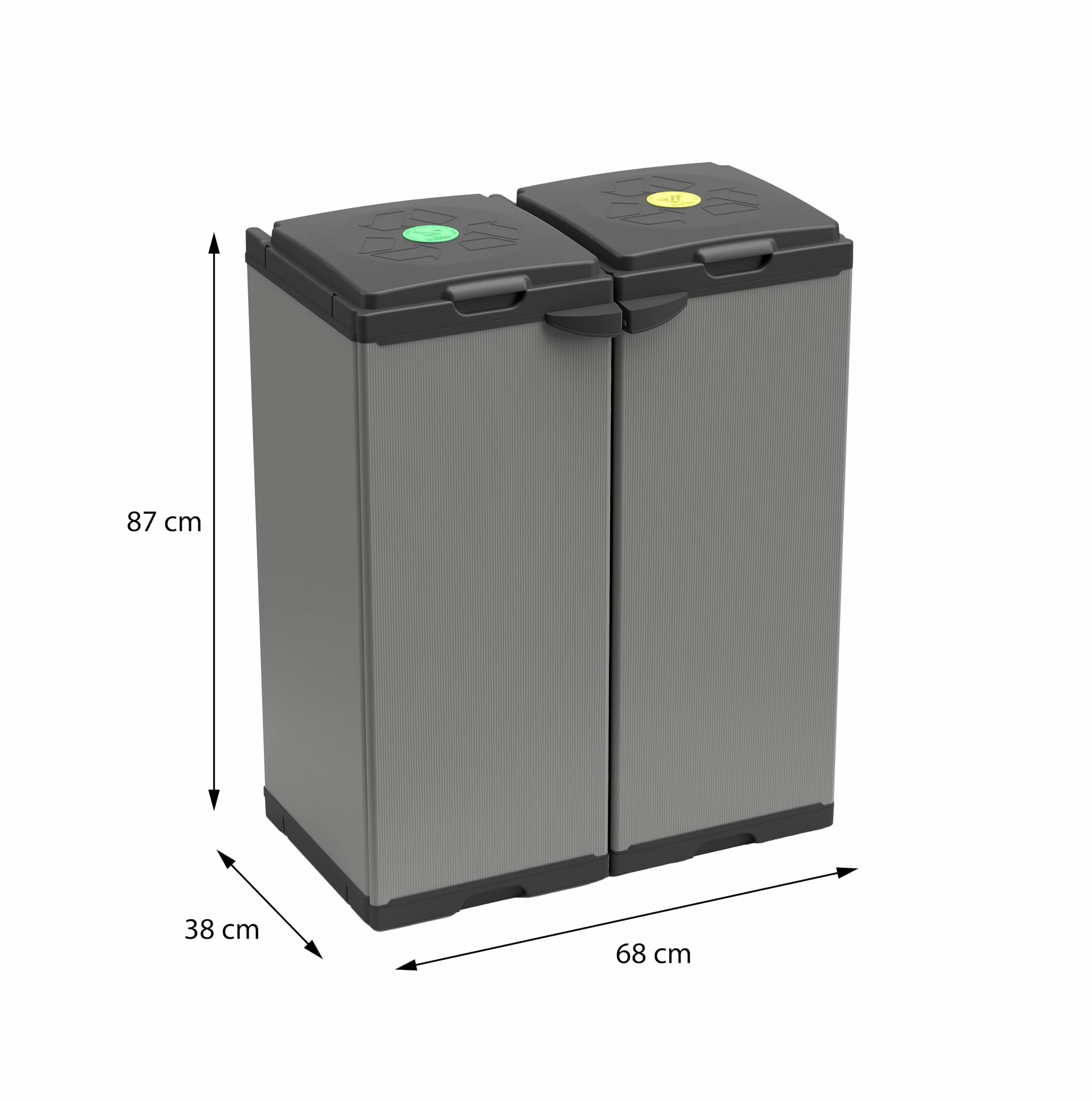 Adventa: Mobile Portasacco Bis per Raccolta differenziata in Plastica, Facile da Montare, Modular System, adatto a Sacchi da 80-110 L, 68L x 38P x 87H cm