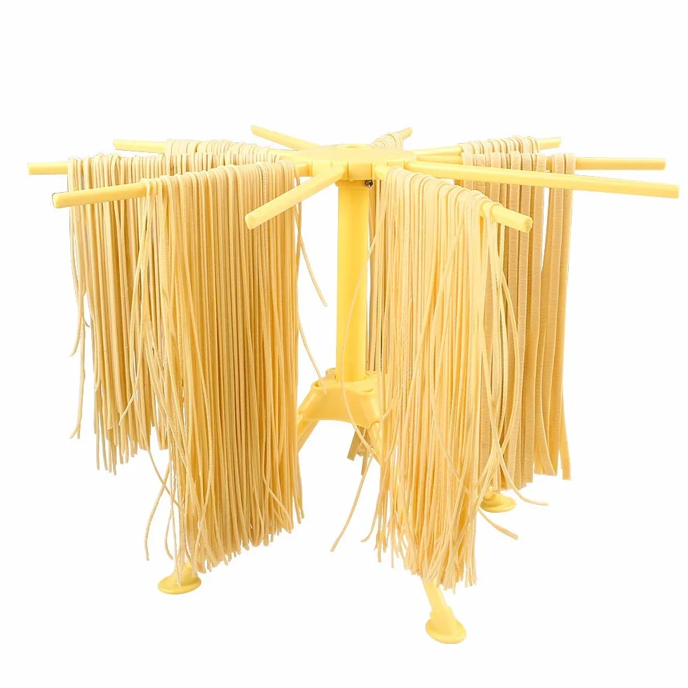 Stendino pieghevole per pasta - Stendino per pasta con essiccatore per noodle domestico da 10 bar - Compatto Facile da riporre Installazione rapida (giallo)
