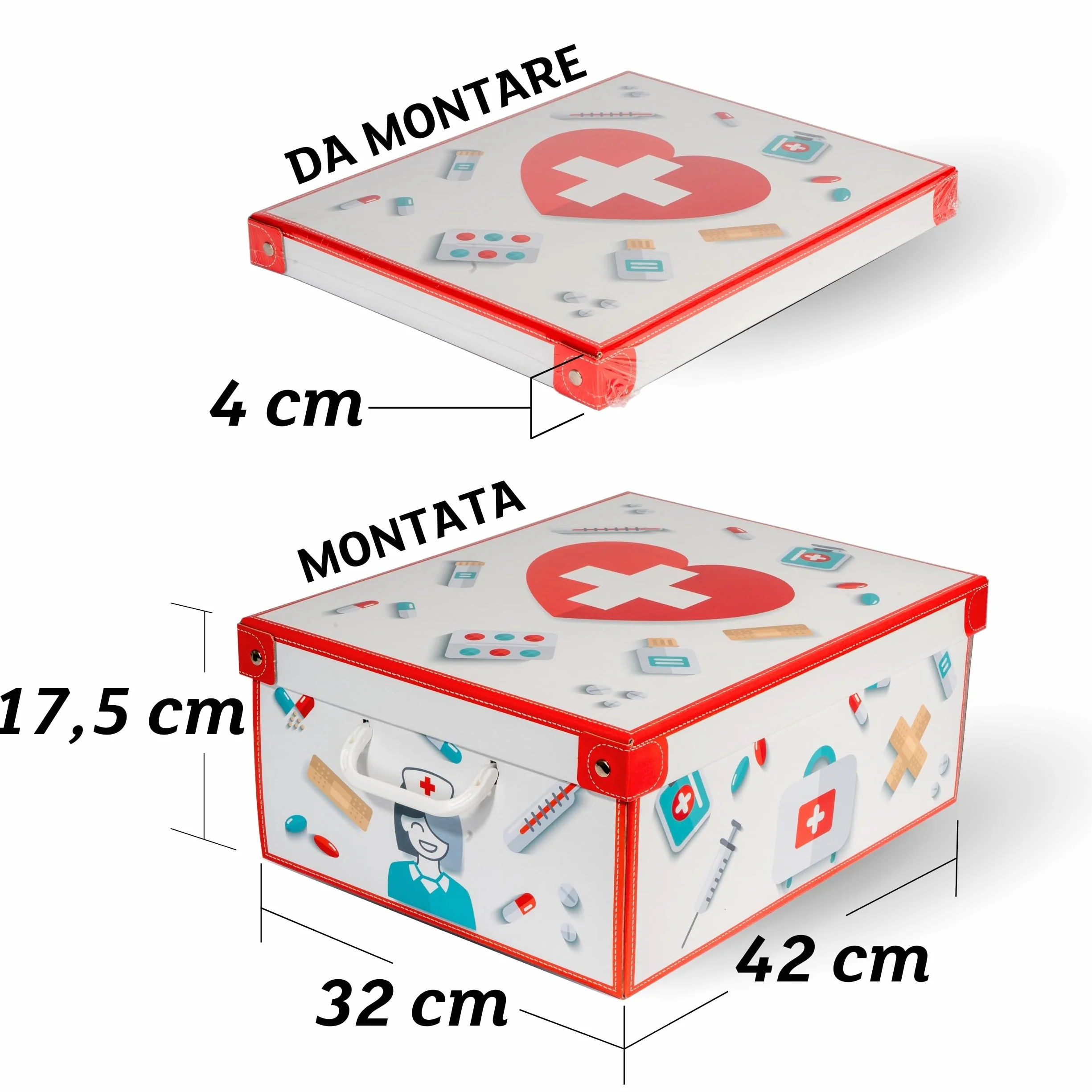 Lavatelli Pharma Organizer, Scatola Cartone per Medicinali con Divisore, 32x42x17,5 cm, Primo Soccorso