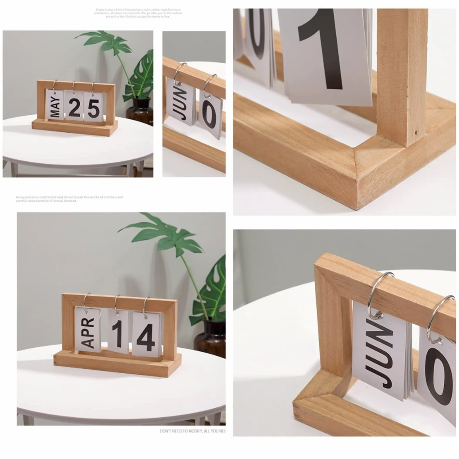 Calendario da tavolo Nuovo calendario da tavolo in legno con flip, giornaliero, mensile, da tavolo, per casa, ufficio, agenda annuale, calendario, decorazione da tavolo, ornamenti, forniture per