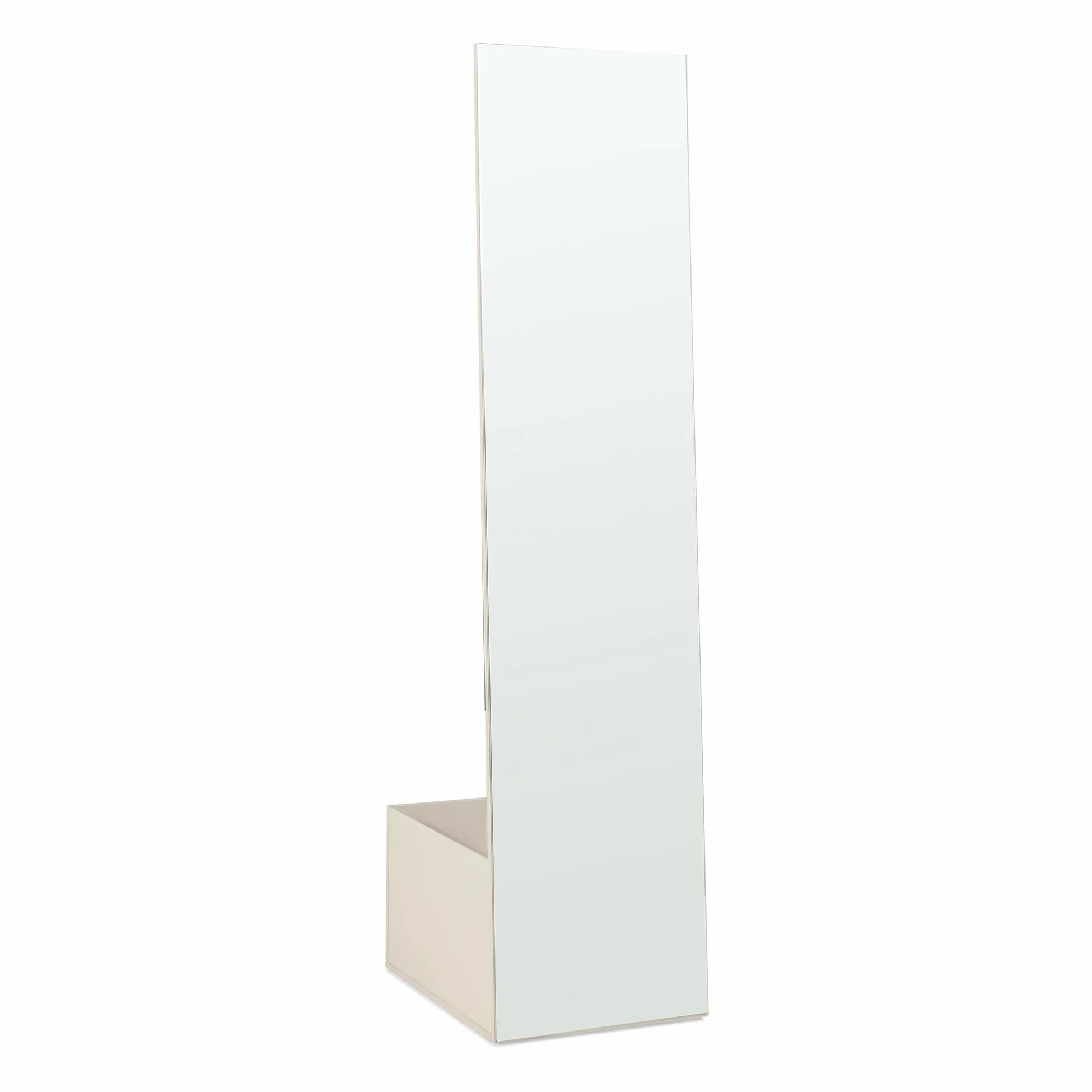 [en.casa] Specchio a Figura Intera con Stand Barra Appendiabiti Specchio Rettangolare da Terra e Vano Porta Oggetti Vestiti per Ingresso Camera da Letto Guardaroba 165x40x51 cm - Avena Oatmeal