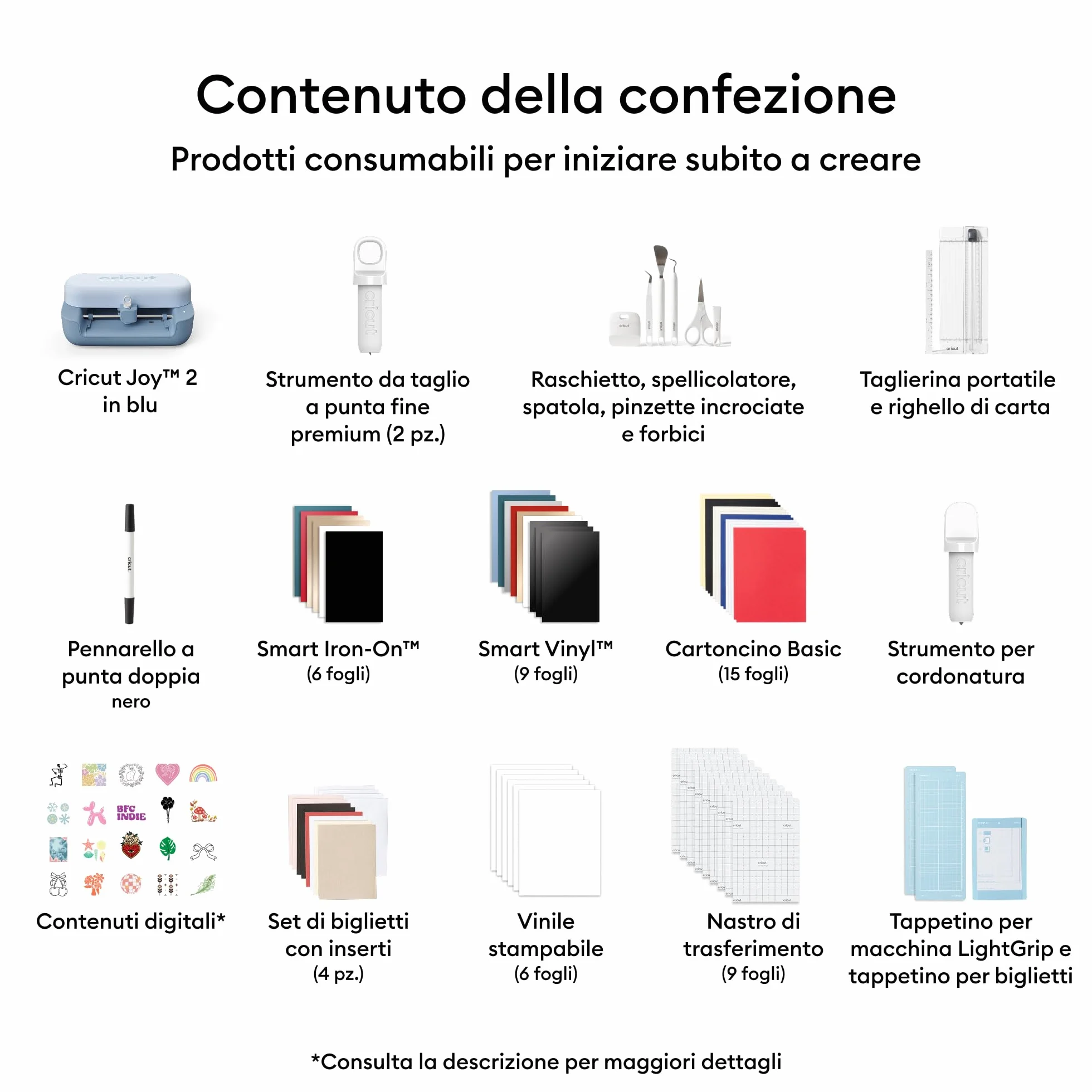 Cricut Joy™ 2 Deluxe Bundle + Contenuti digitali. Macchina da taglio intelligente compatta, ideale per biglietti personalizzati, adesivi semplici ed etichette