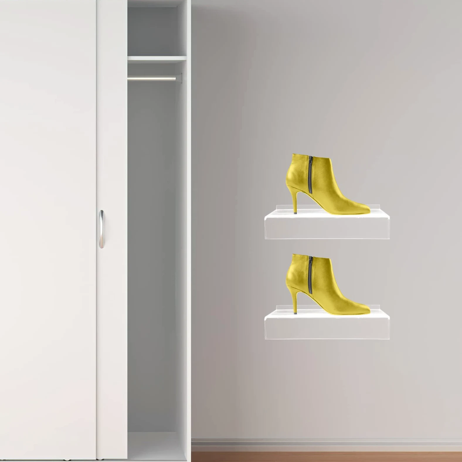 Luxshiny Scaffale per Scarpe da Muro in Plastica 5 Pezzi Etichette, Espositore per Scarpe Facile da Installare per Negozi e Vetrine