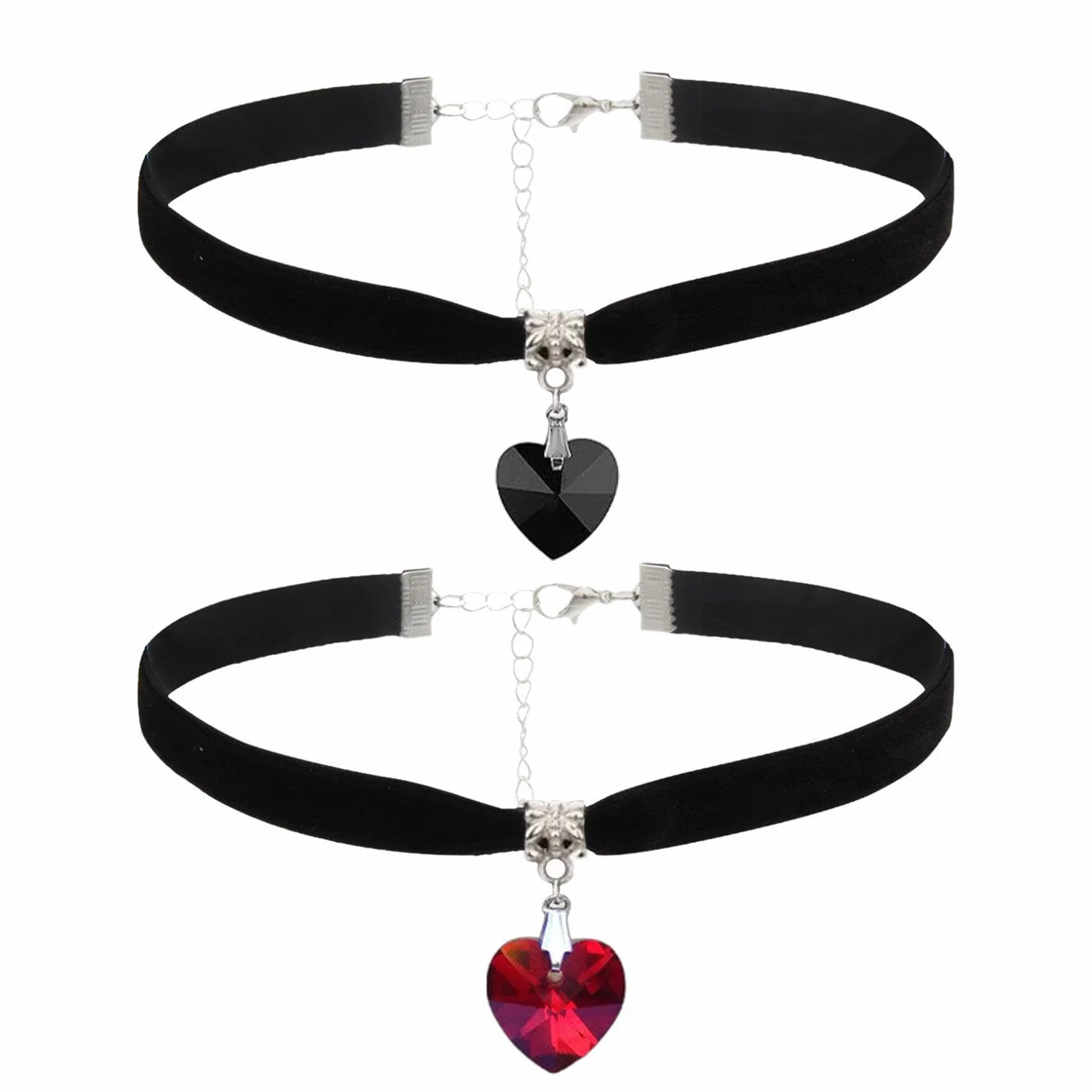 D'Amore 2 Pezzi Collana Gotica Cuore Girocollo Velluto Nero