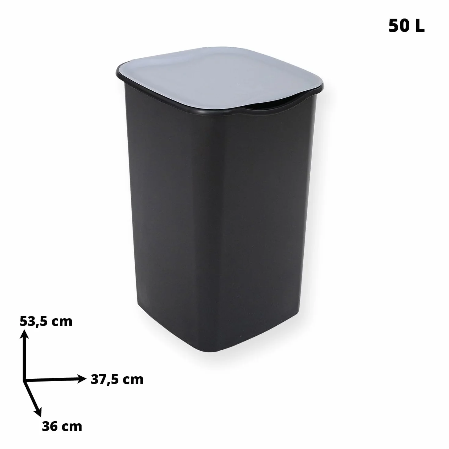 Tre Ti TRT536 Pattumiera, Riciclo, Nero/Grigio, 50 lt