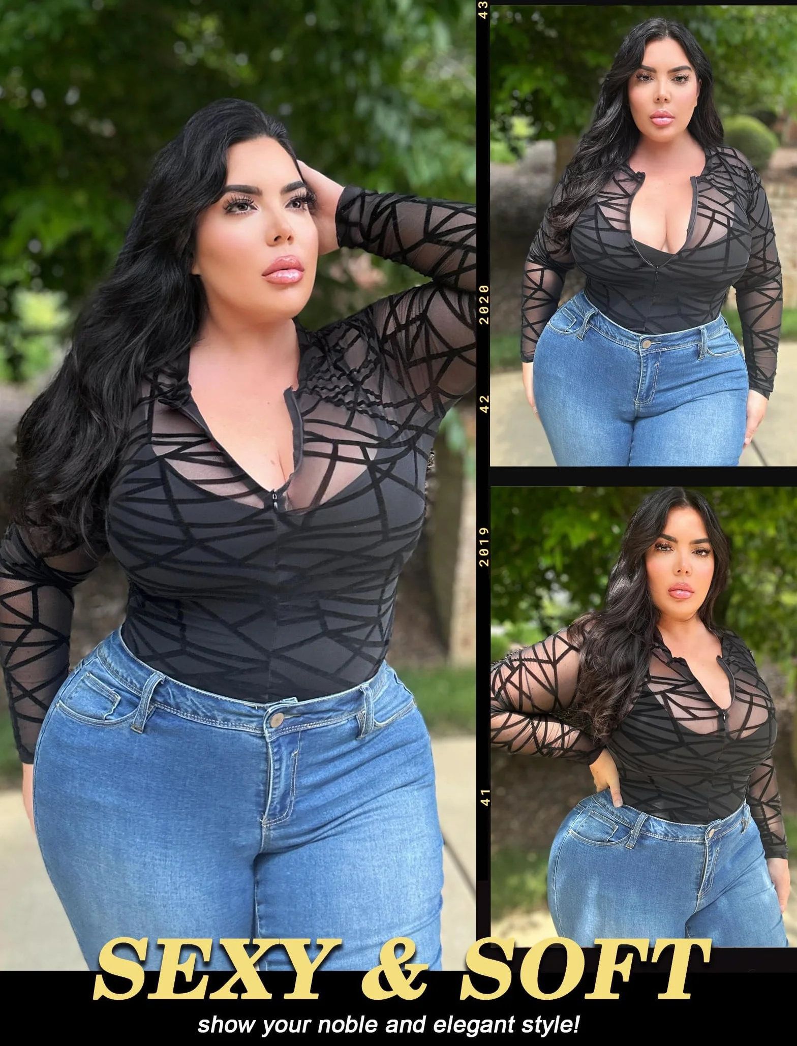 Avidlove Body sexy in pizzo e rete da donna body elegante con cerniera camicetta a maniche lunghe camicia da festa abbigliamento da discoteca