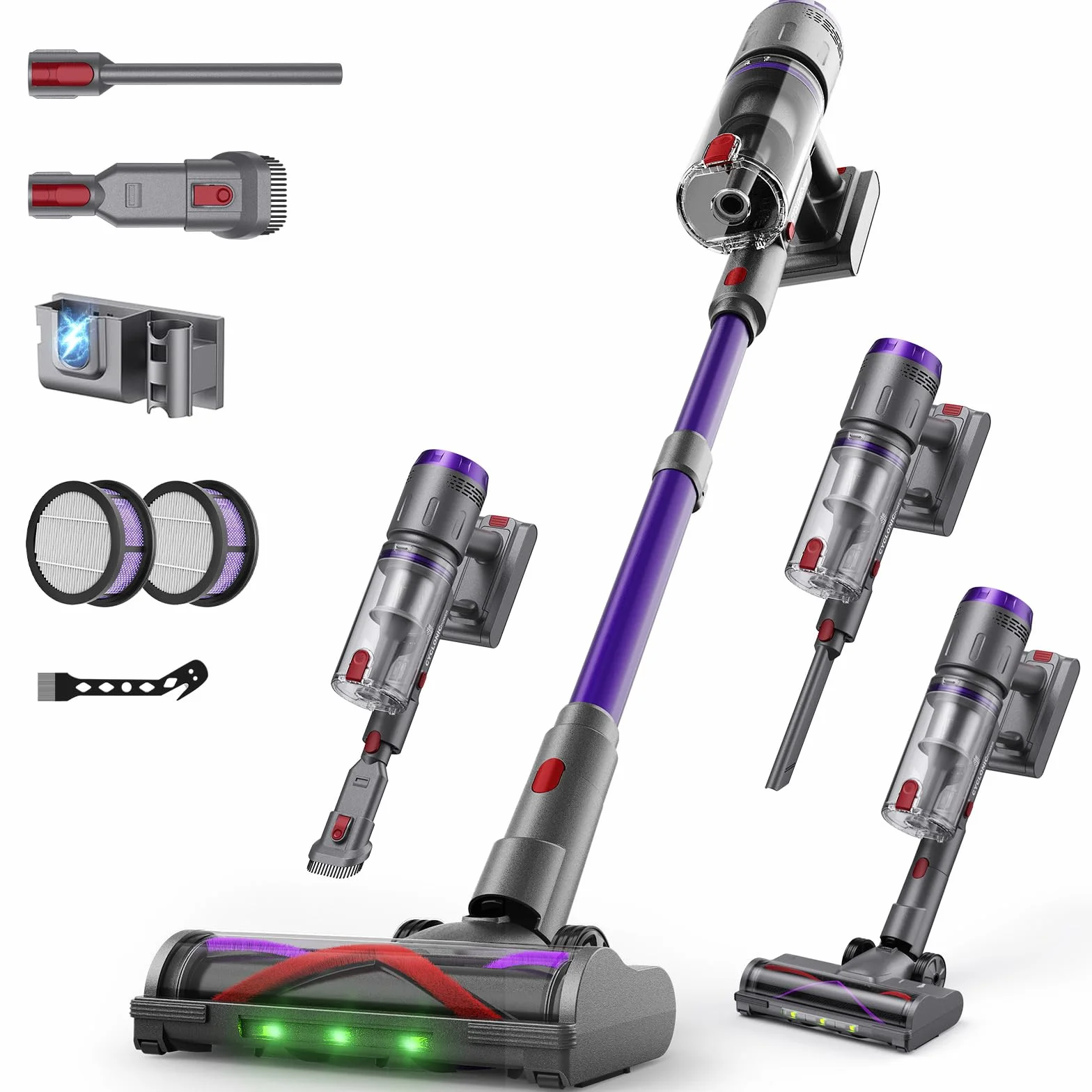 Aspirapolvere Senza Fili NOVAX T80, 600W/58000Pa, Scopa Elettrica Senza Fili 75 Min, Aspirapolvere Senza Filo Autoportante con Display a LED, Anti-Groviglio per Peli Animali/Pavimenti/Tappeti