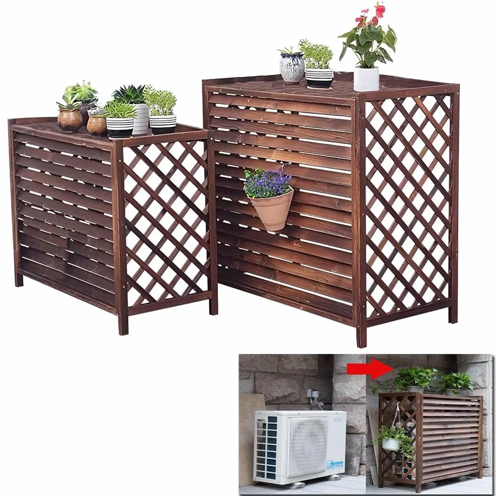 Copricondizionatore per Esterno Tavola di Legno Ispessita Unità Esterna Fiore Stand Medium