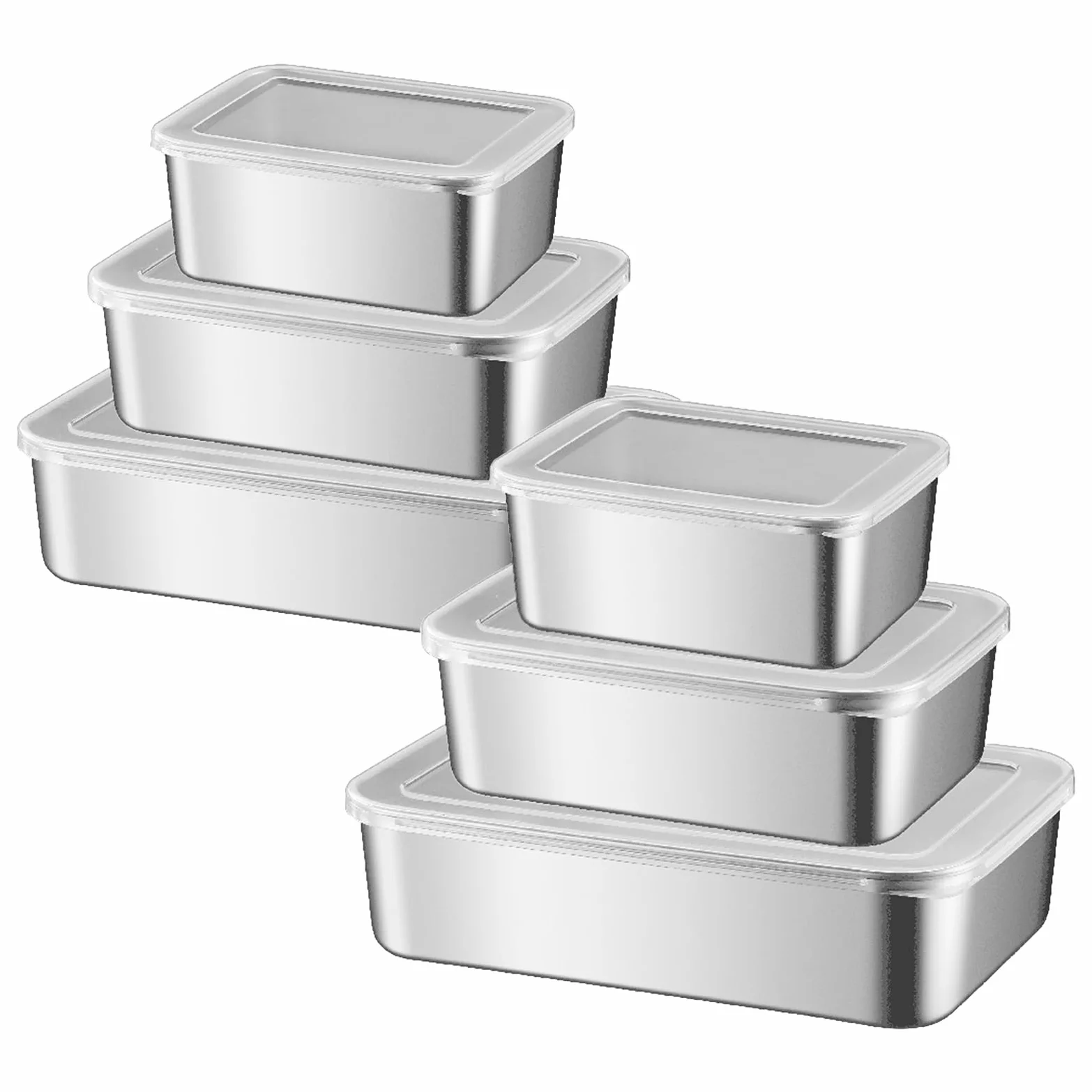 6Pzs Contenitore Acciaio Inox per Alimenti Contenitori per Salumi | Contenitori in Acciaio Inox con Coperchio Impilabili Contenitori con Coperchio Pranzo Acciaio Inox per Carne Verdura Frutta