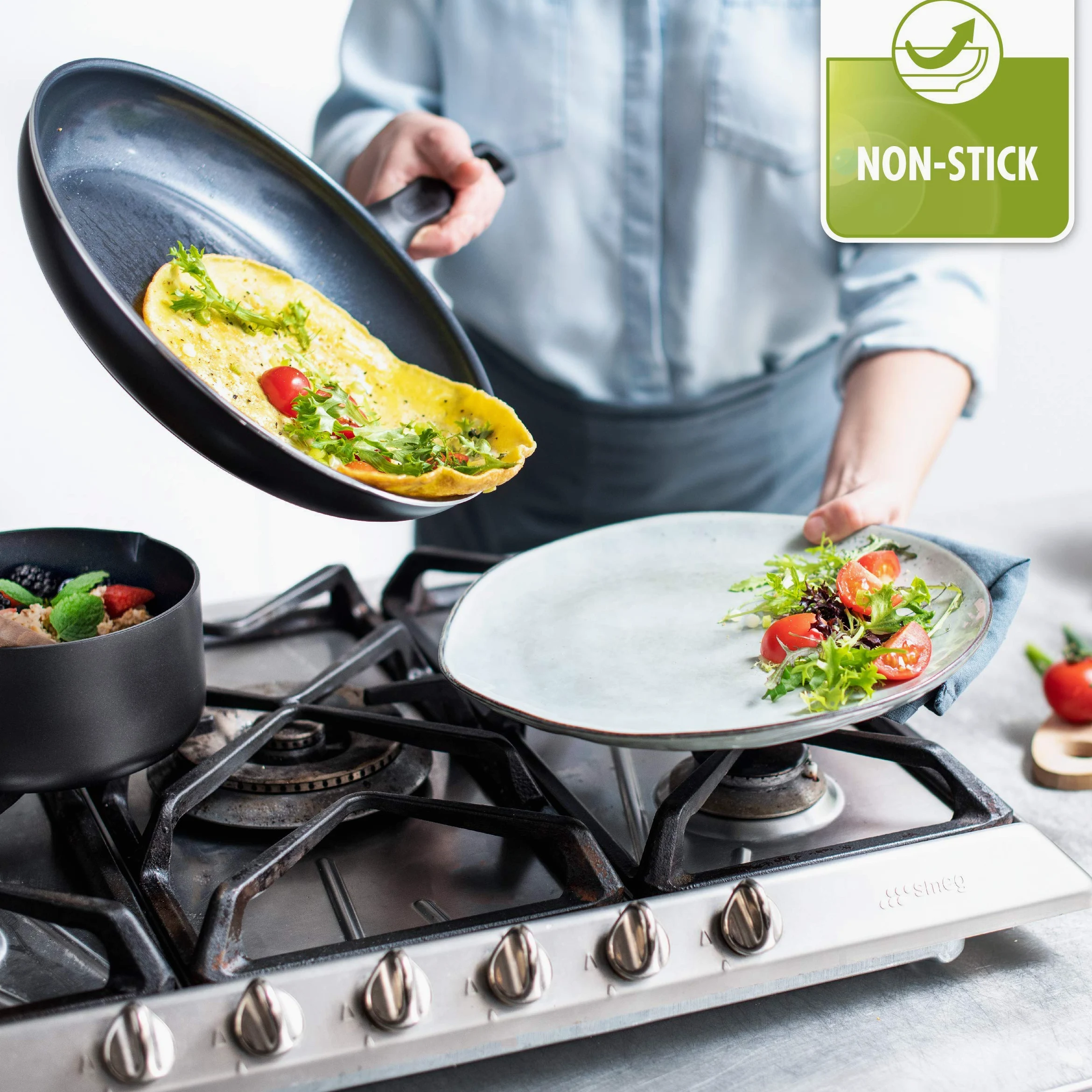 GreenPan Memphis Memphis - Set di pentole e padelle antiaderenti in ceramica, 20 pezzi, senza PFAS, a induzione, adatto al forno, nero