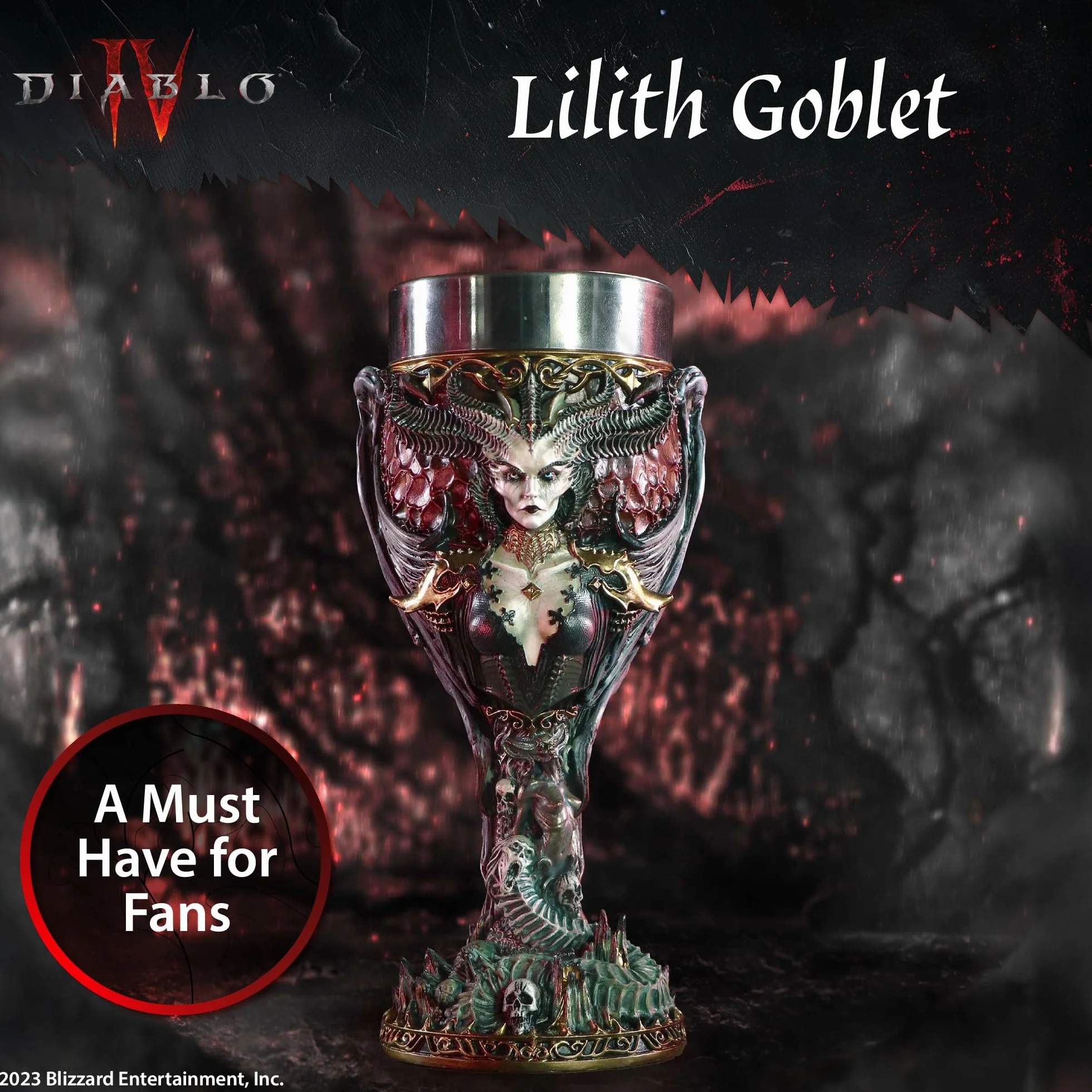 Nemesis Now Diablo® IV Lilith Calice 19,5 cm, resina con licenza ufficiale Diablo, design esclusivo, Diablo Drink Cup, Cast in resina fine, sapientemente dipinta a mano, inserto rimovibile