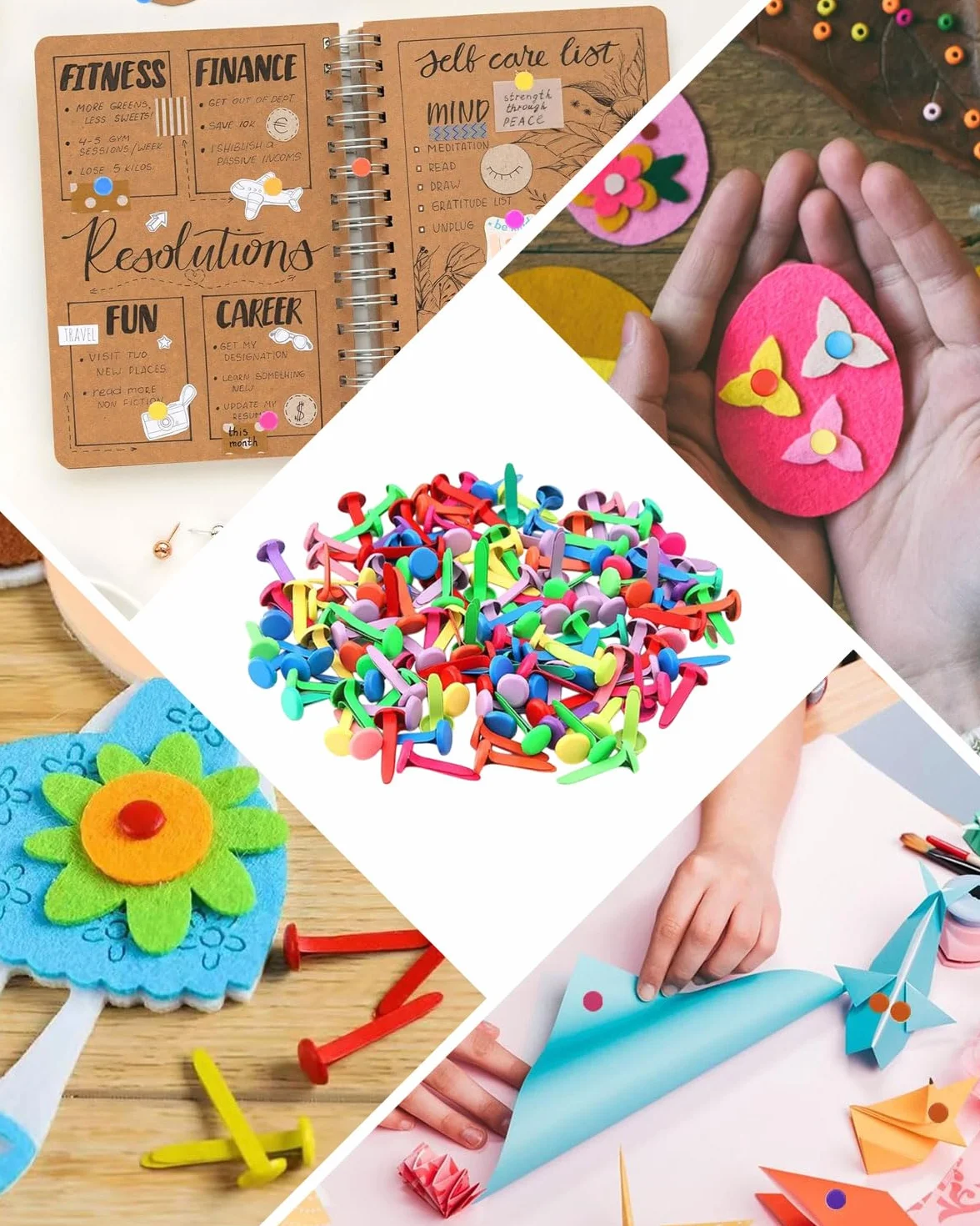 Fermacampioni Piccoli Mini Scrapbooking Brads Colorati Metallo 100 Pezzi per Fabbricazione Artigianale