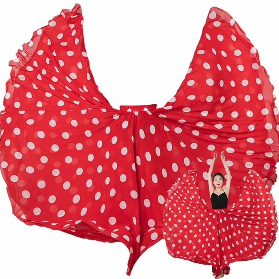 Gonna Ballo Flamenco 720 Gradi Vita Alta Stampa a Pois Donna Danza Latina Folcloristico