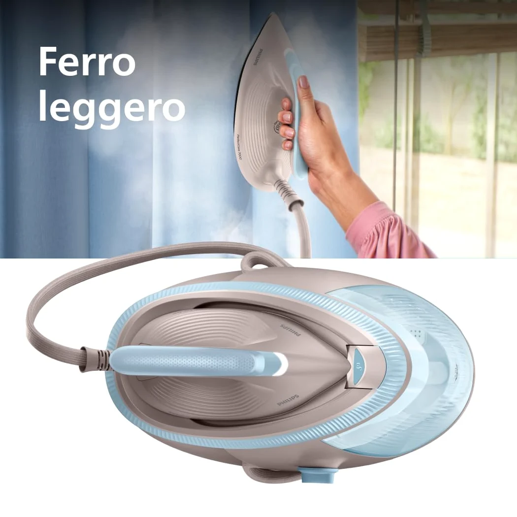 Philips PerfectCare Serie 7000 Ferro da stiro con Caldaia - 600g Colpo Vapore, 8,5 Bar, OptimalTEMP, Piastra SteamGlide Elite, Serbatoio Estraibile 1,5L, Vapore Verticale, Easy De-Calc (PSG7200/60)