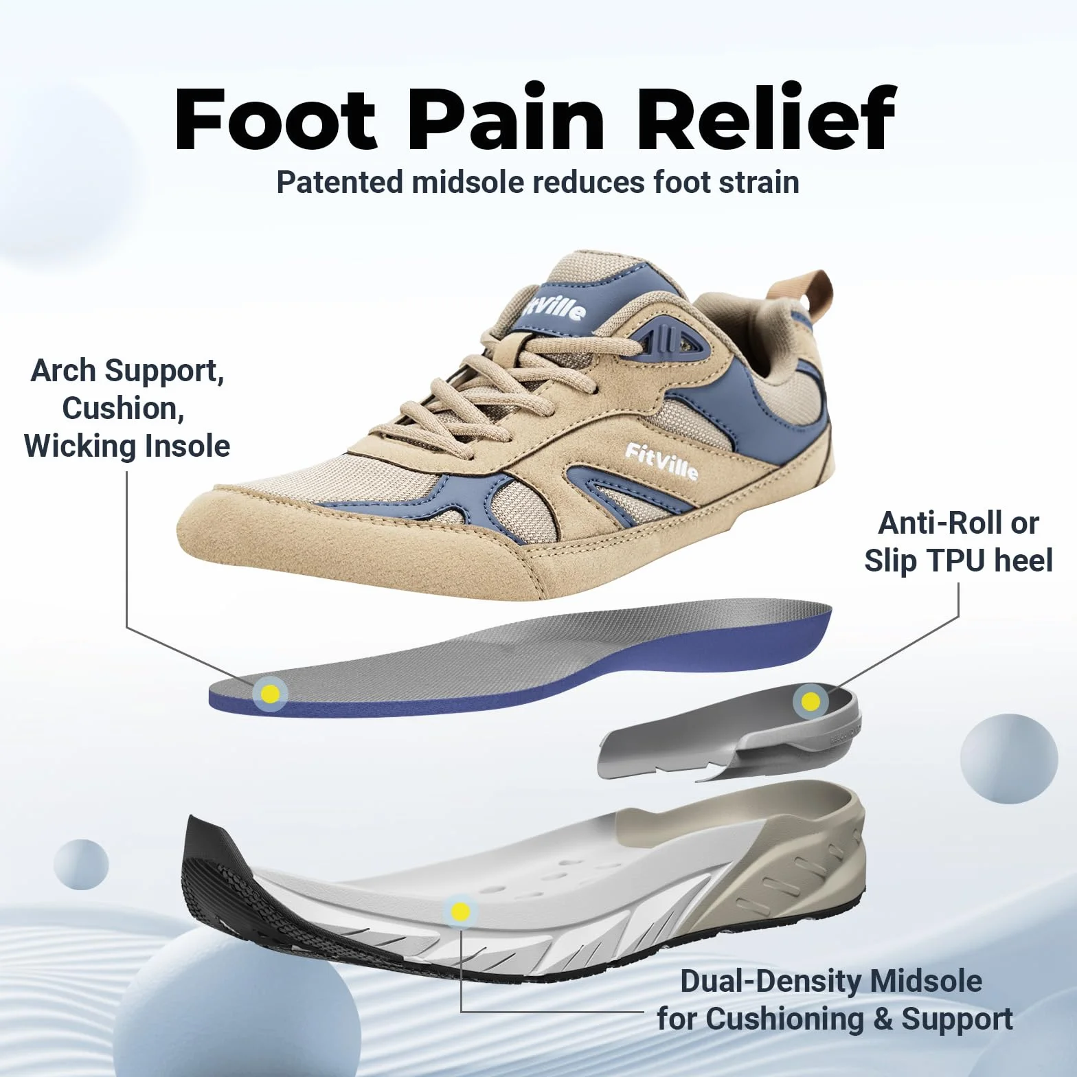 FitVille Extra Large Scarpe Sportive Uomo Sneakers Running Piedi Larghi Antiscivolo Traspiranti Jogging Camminare