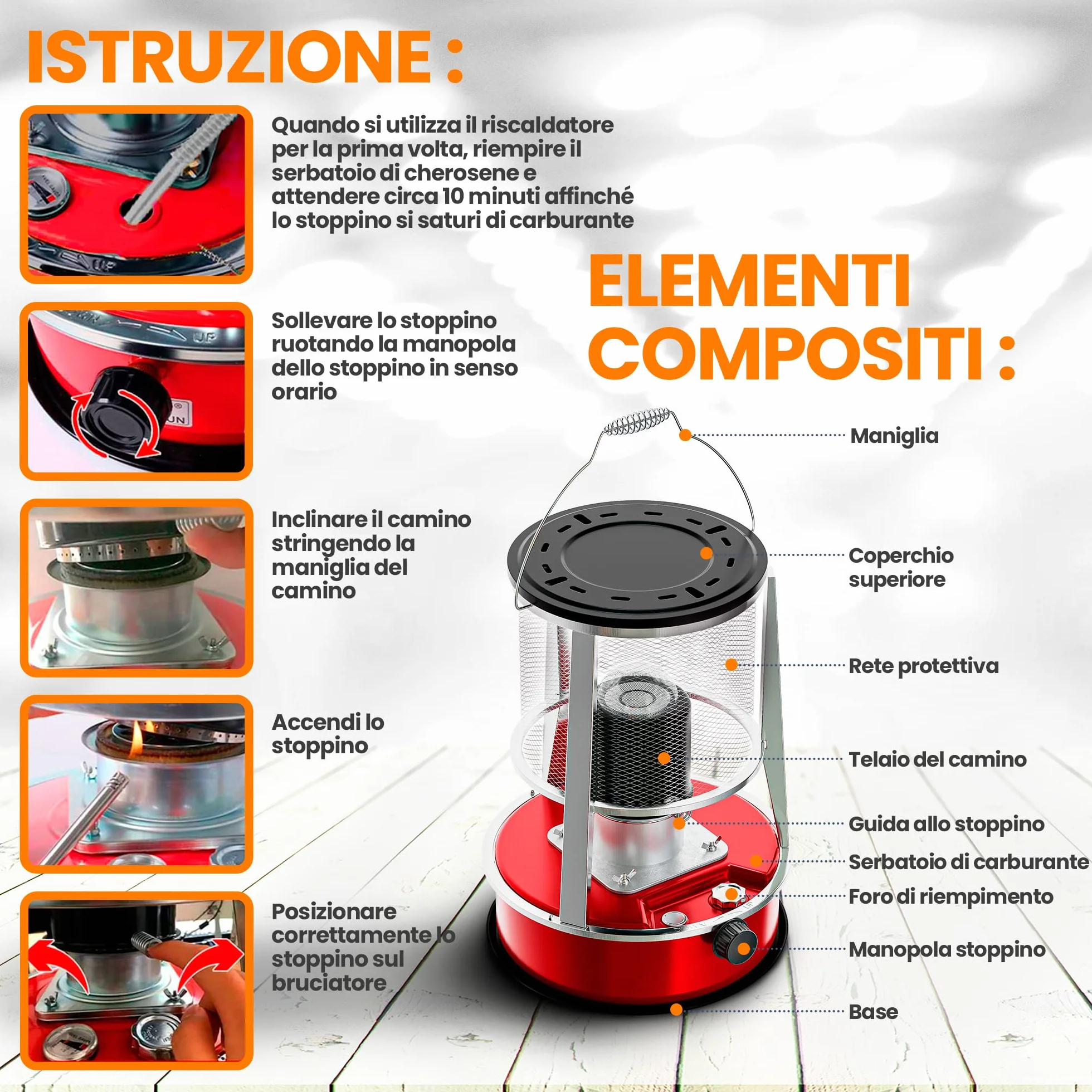 Extralink Aladdin EKH-460 Riscaldatore a petrolio portatile 4,6L 2600W