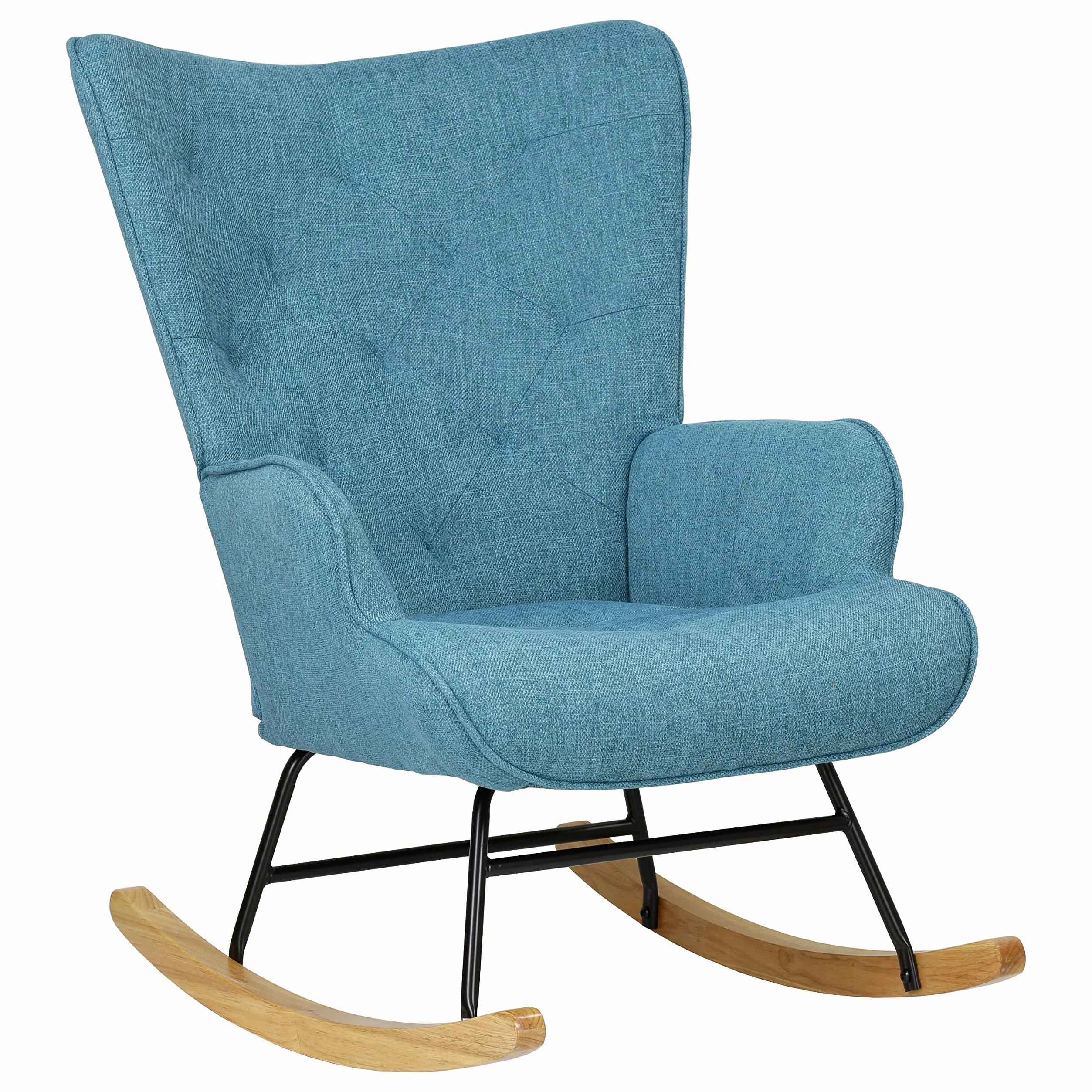 Totò Piccinni Poltrona Poltroncina a DONDOLO Multicolore Design Patchwork (Blu, Poltrona)