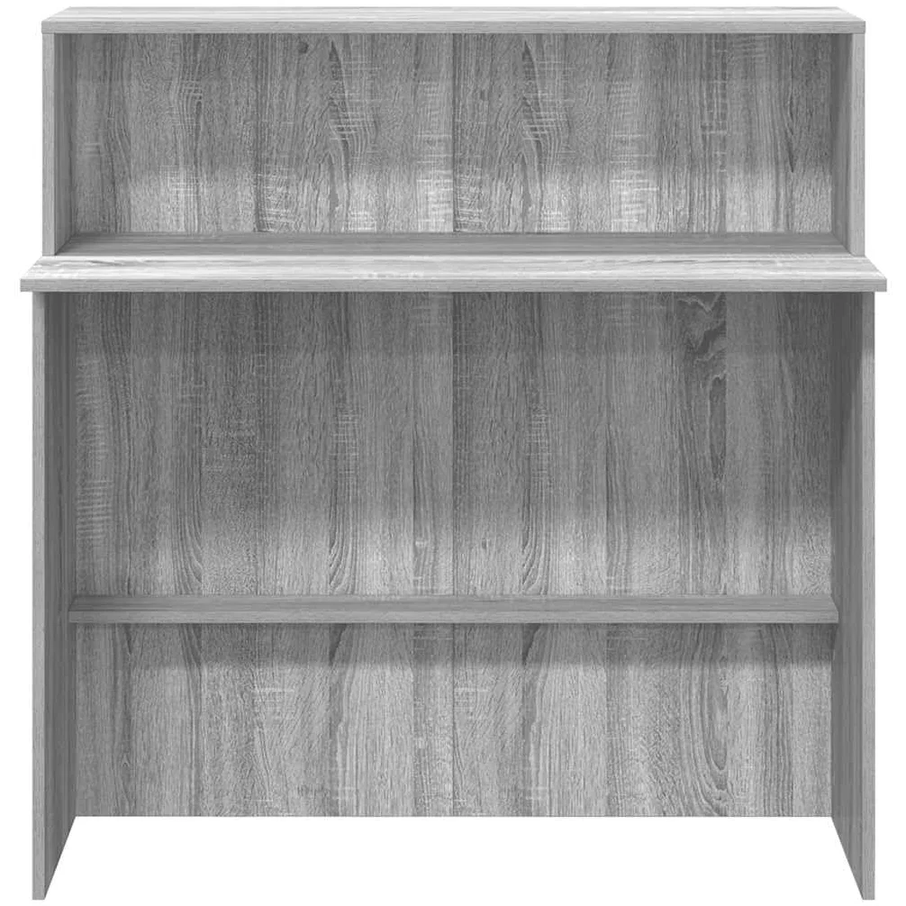 Banco reception grigio sonoma in legno multistrato 100x50x103,5 cm con ripiano integrato e cassetto per ufficio studio e smartworking, mobile per postazione lavoro e computer