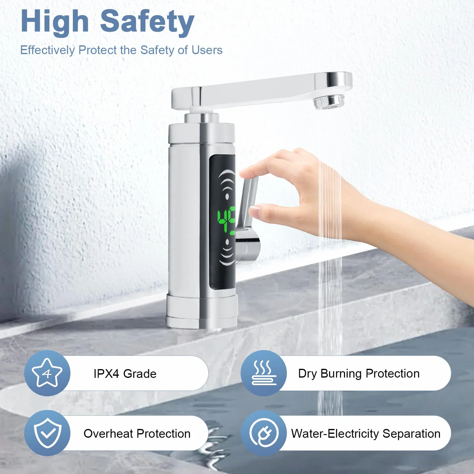 Treeisland Riscaldatore di Acqua Istantaneo 220V 3300 W Rubinetto Elettrico da Cucina