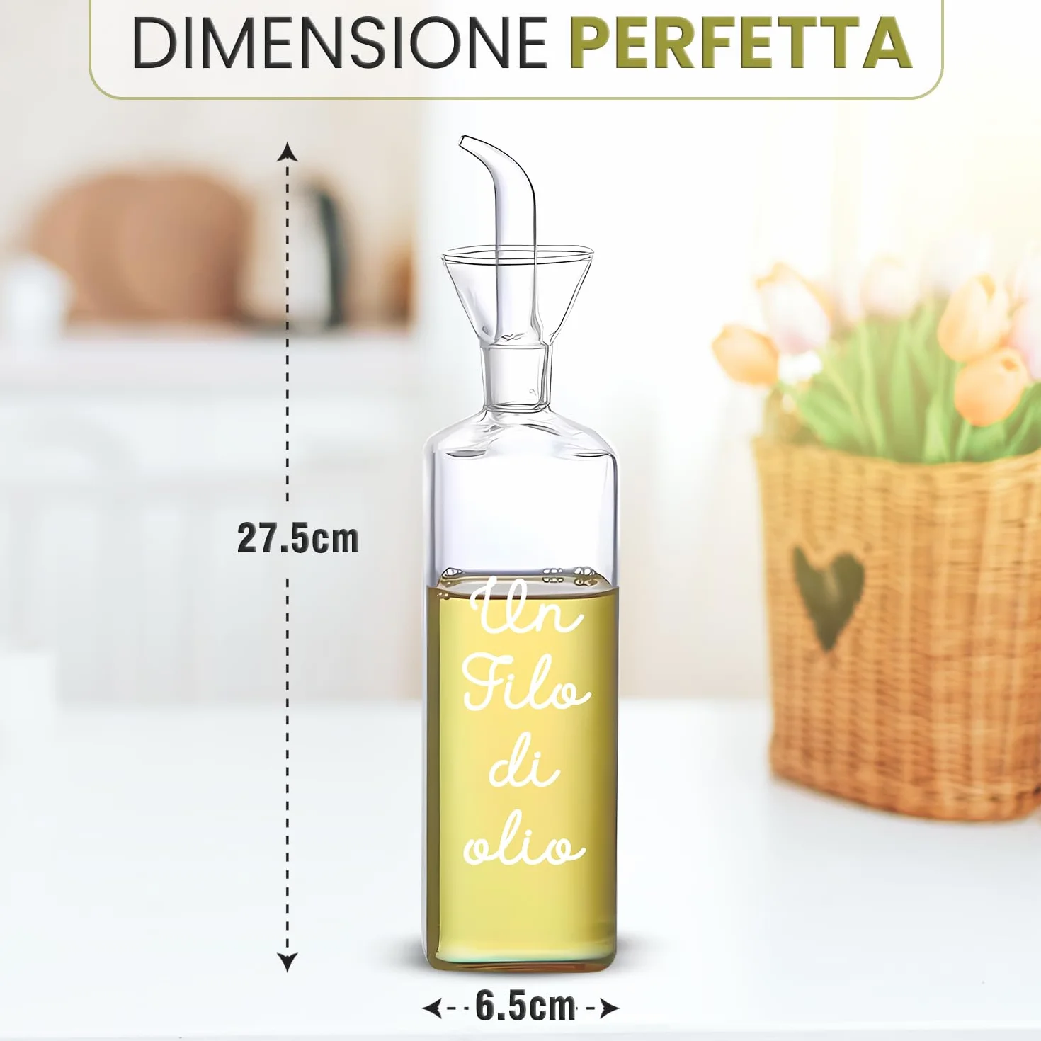 WELCOMAT Oliera Salvagoccia Da Tavola Un Filo D'Olio In Vetro 500ml 0,5 litri Con Dosatore
