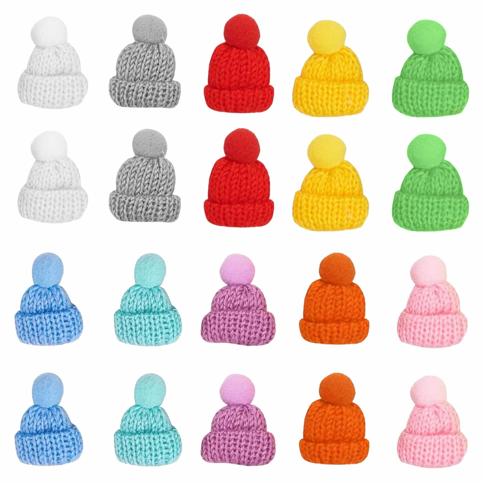 ITSNECTAR 20 Mini Cappello Natale,Tessitura di Lana Mini Cappelli a Maglia,Colore Mini Cappello di Natale, Decorazione per Albero di Natale, Accessori per Natale, Artigianato, Decorazioni da Tavola