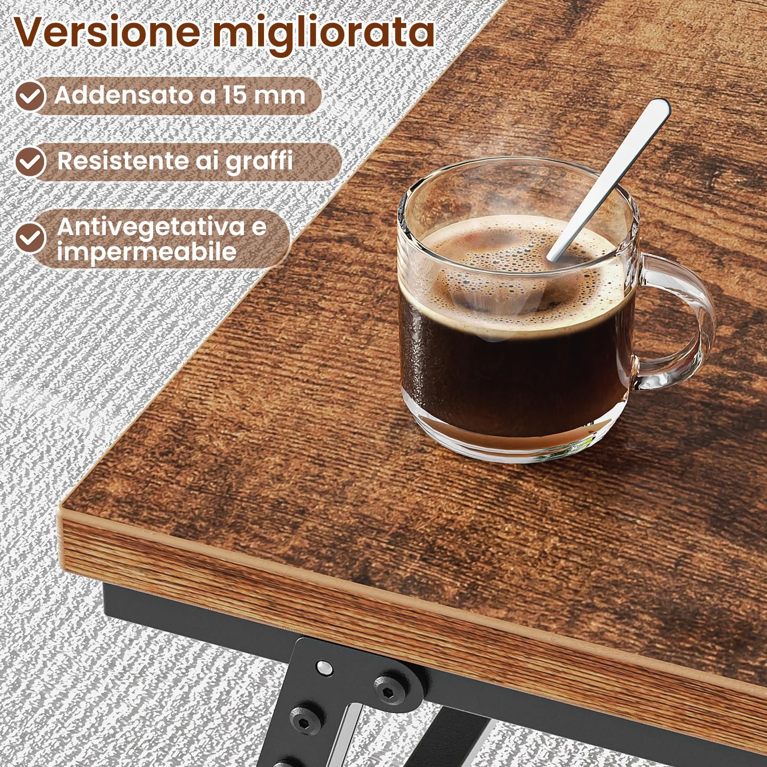 Tavolino Salotto, Tavolino Pieghevole, Design con Fibbia per Gamba del Tavolo, Nessun Montaggio Richiesto, Adatto per Soggiorno,105 x 55 x 40 cm