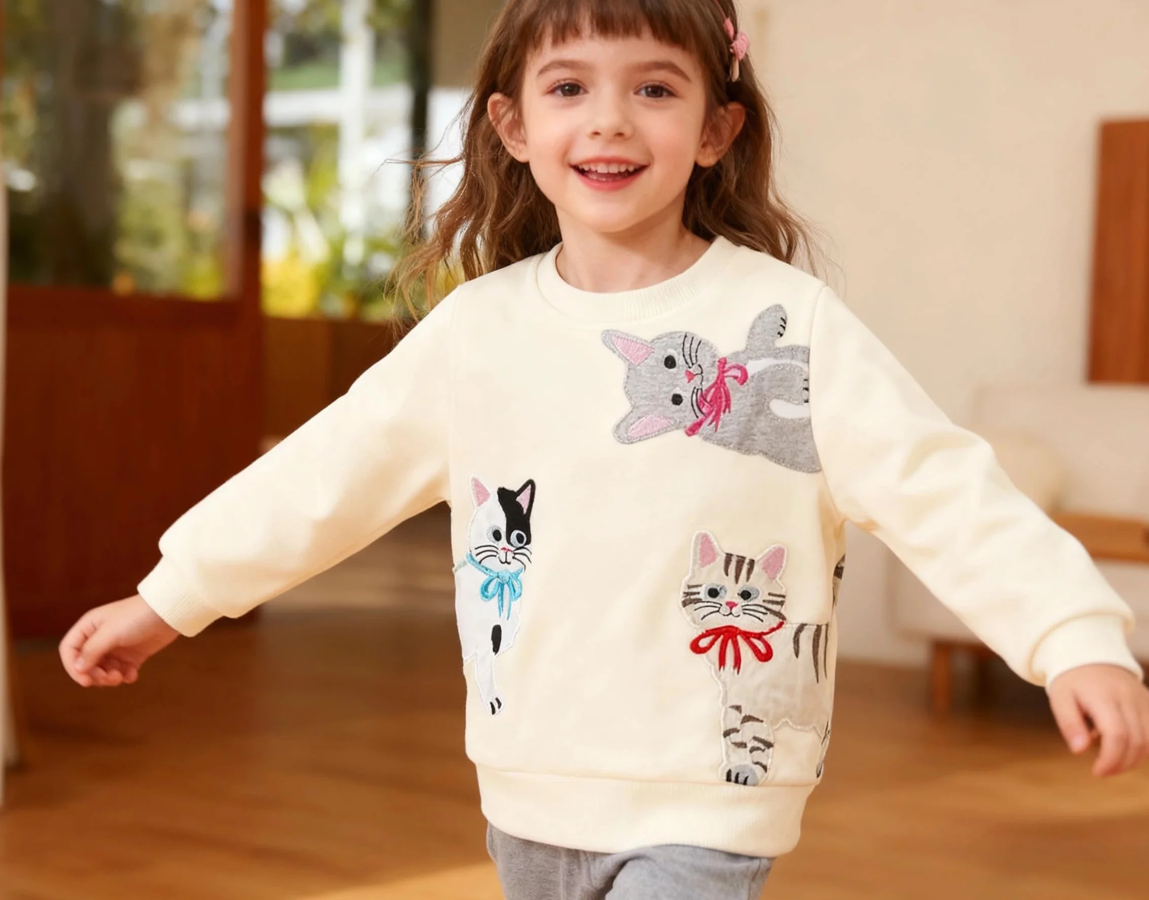 Felpa Bambina Senza Cappuccio Pullover Bimba Cotone Maglione Girocollo Unicorno 2-8 Anni