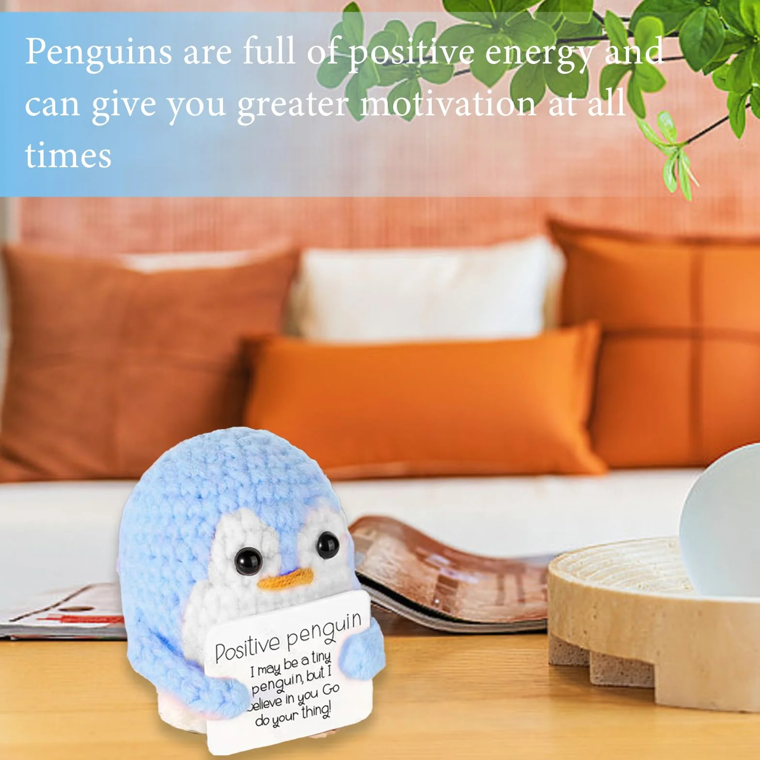 3 Pezzi Mini Divertente Pinguino Positivo, Bambola in Crochet di Supporto Emotivo, Giocattolo Pinguino con Carta Positiva per Incoraggiamento Famiglia Amici Decorazione Festa (2.56 Inch)